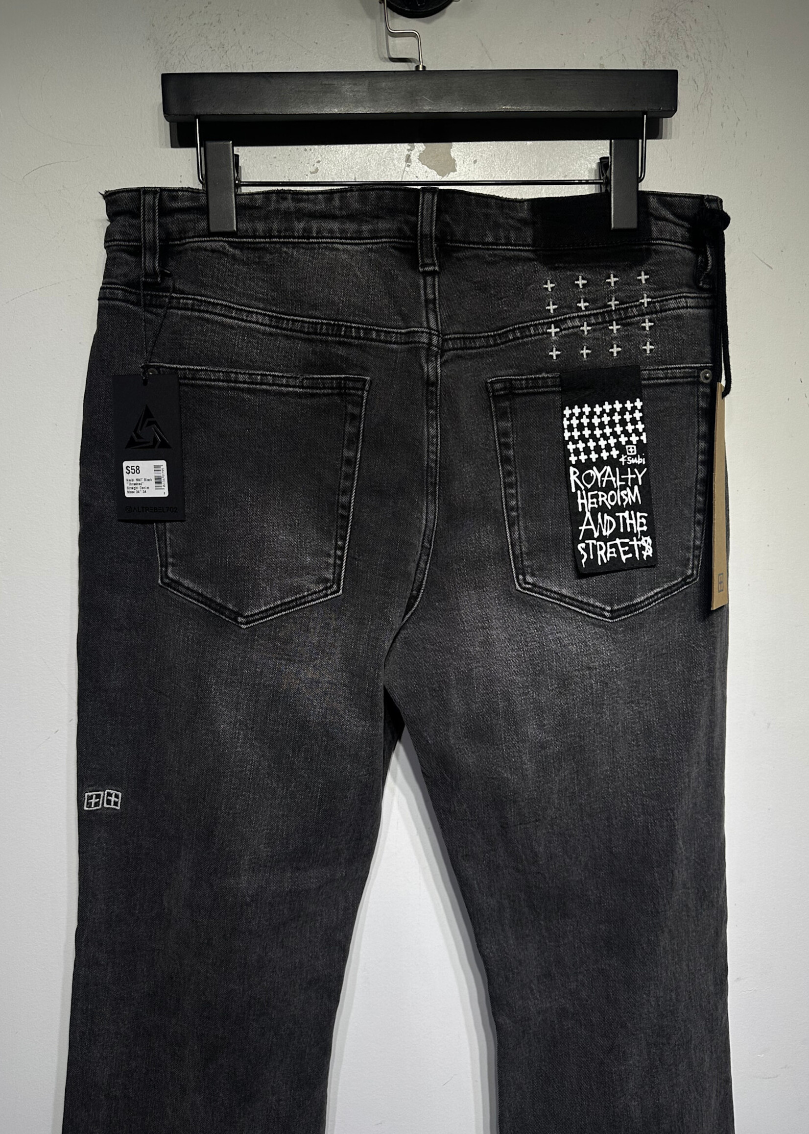 Ksubi NWT Black "Thrashed" Straight Denim Masc 34"