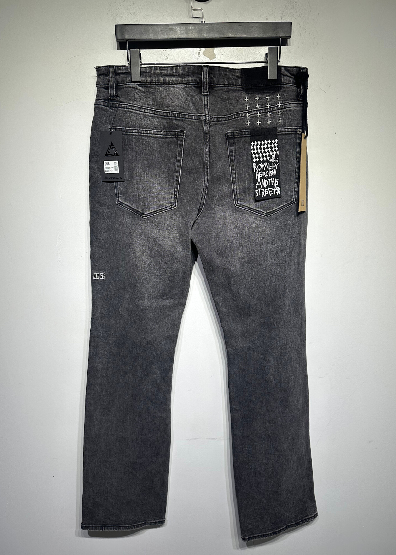 Ksubi NWT Black "Thrashed" Straight Denim Masc 34"