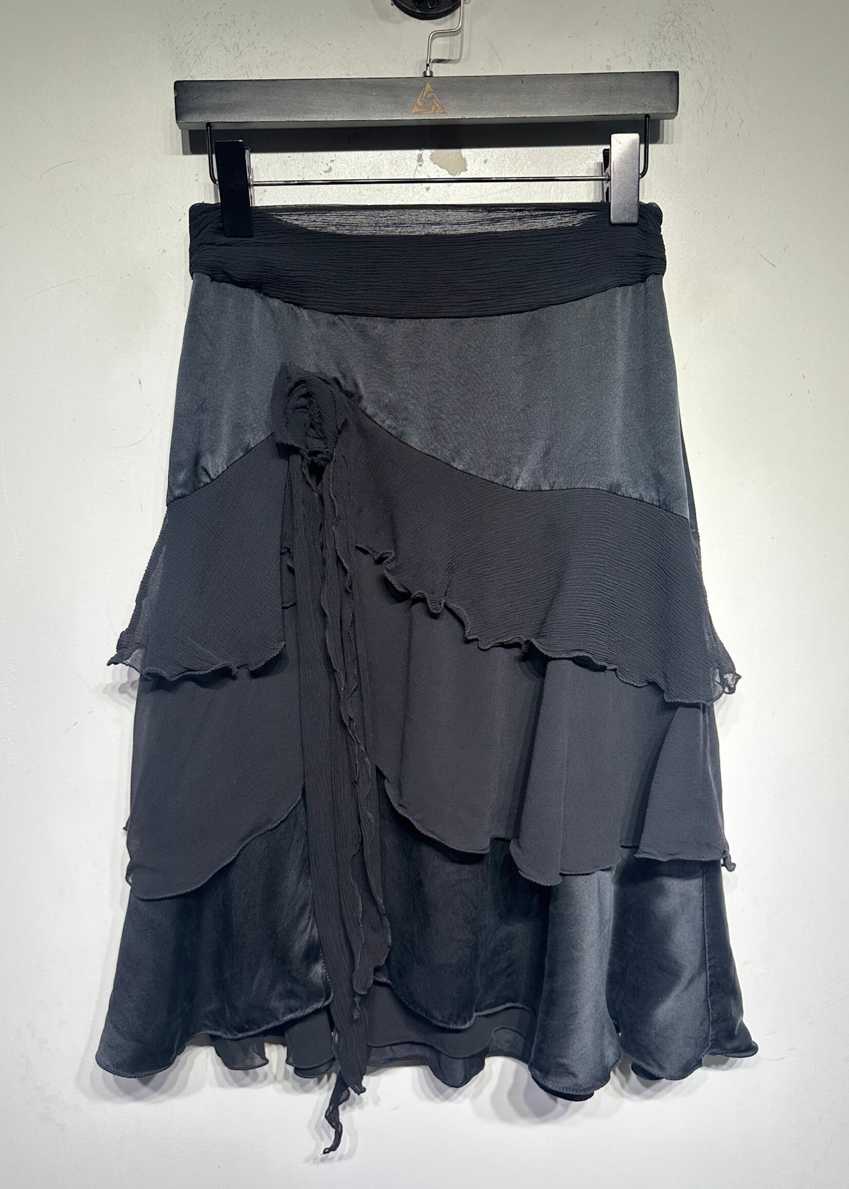 The Limited 100% Silk Black Layered Skirt Fem 24