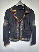 Johnny Was Black Embroidered Blazer Fem M