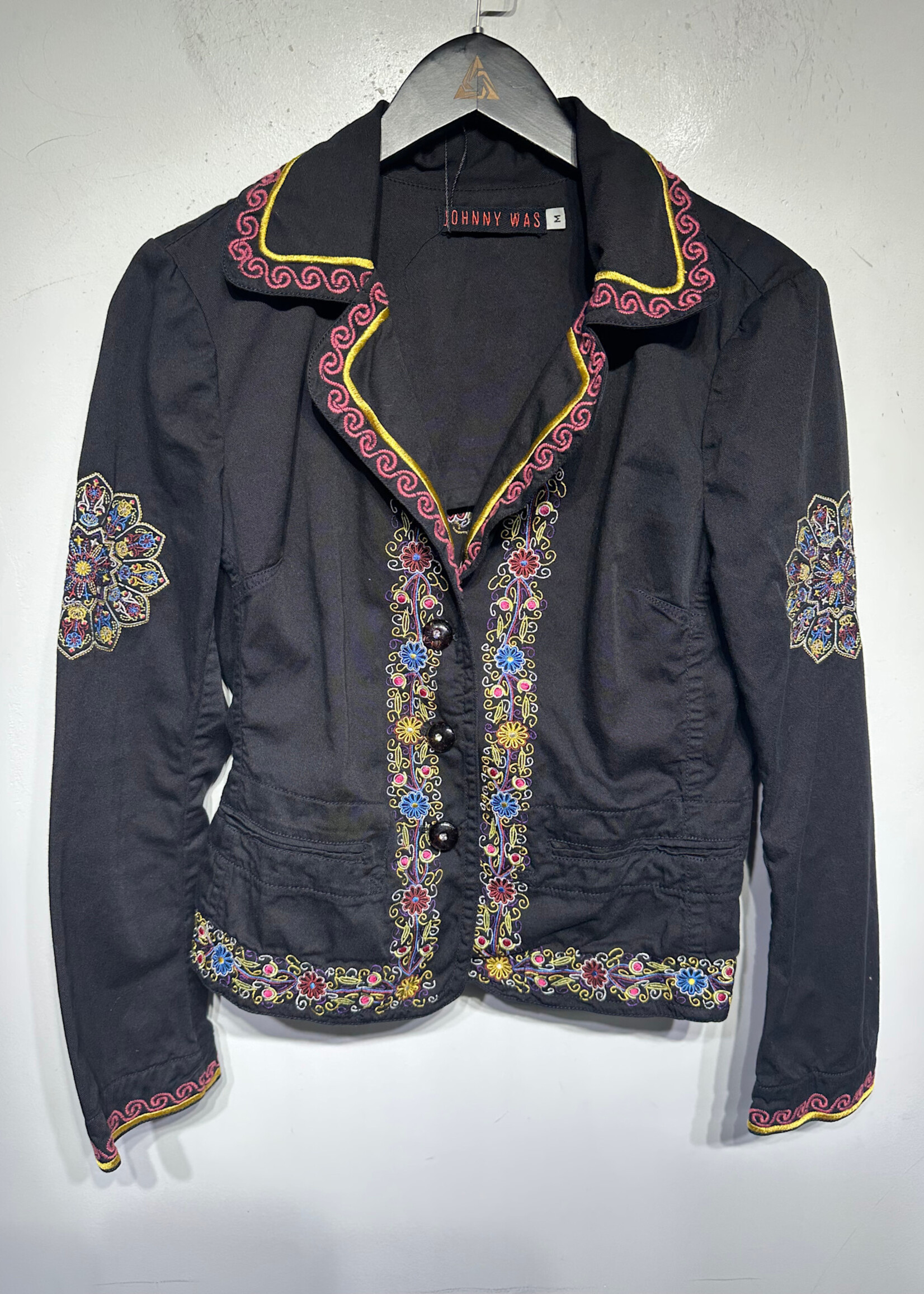 Johnny Was Black Embroidered Blazer Fem M