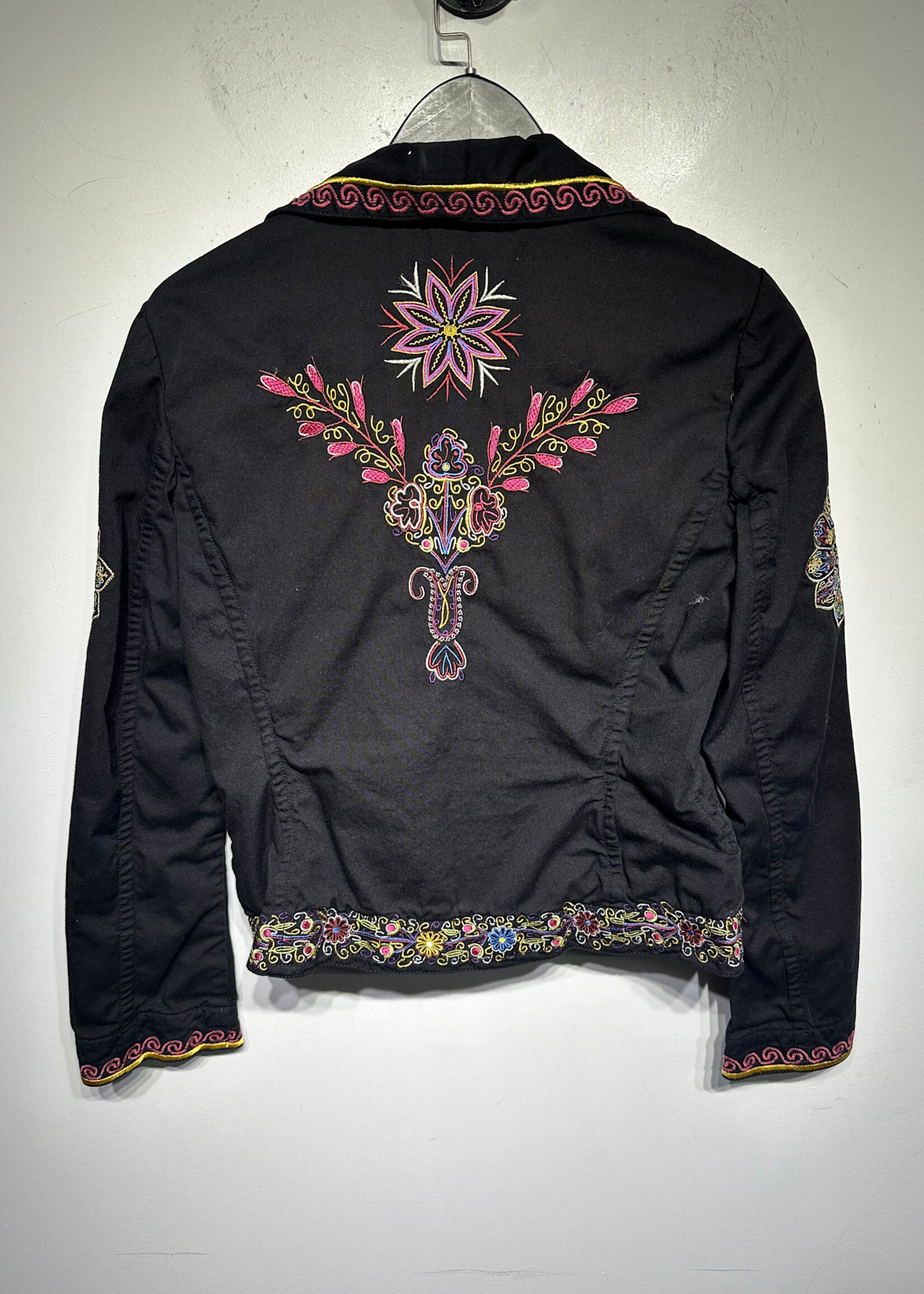 Johnny Was Black Embroidered Blazer Fem M