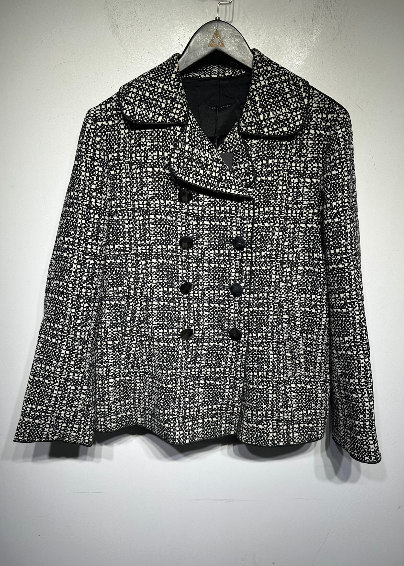 Marc Jacobs Black White Printed Overcoat 6/S