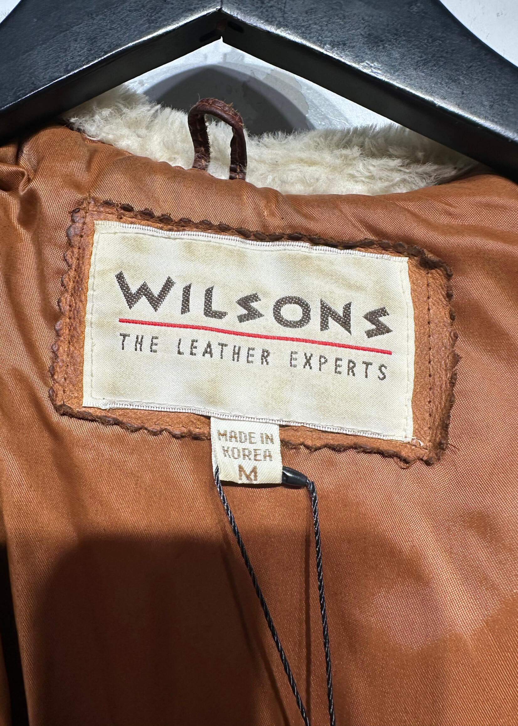 Wilsons Leather Brown Hooded Coat Fur Trim  M