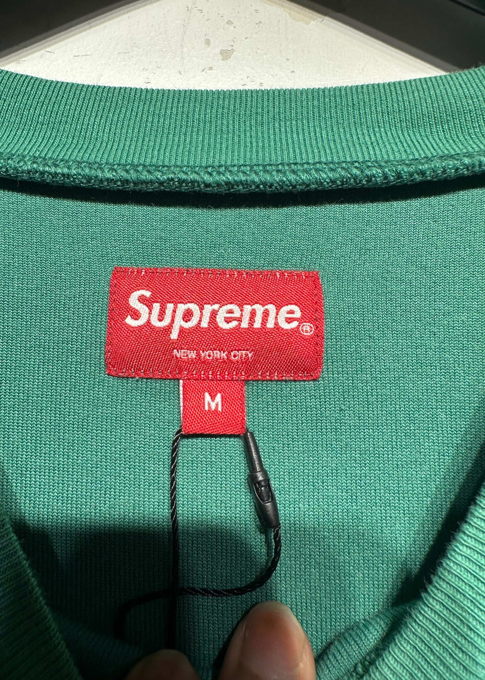 Supreme Green Velour Logo Sweater M