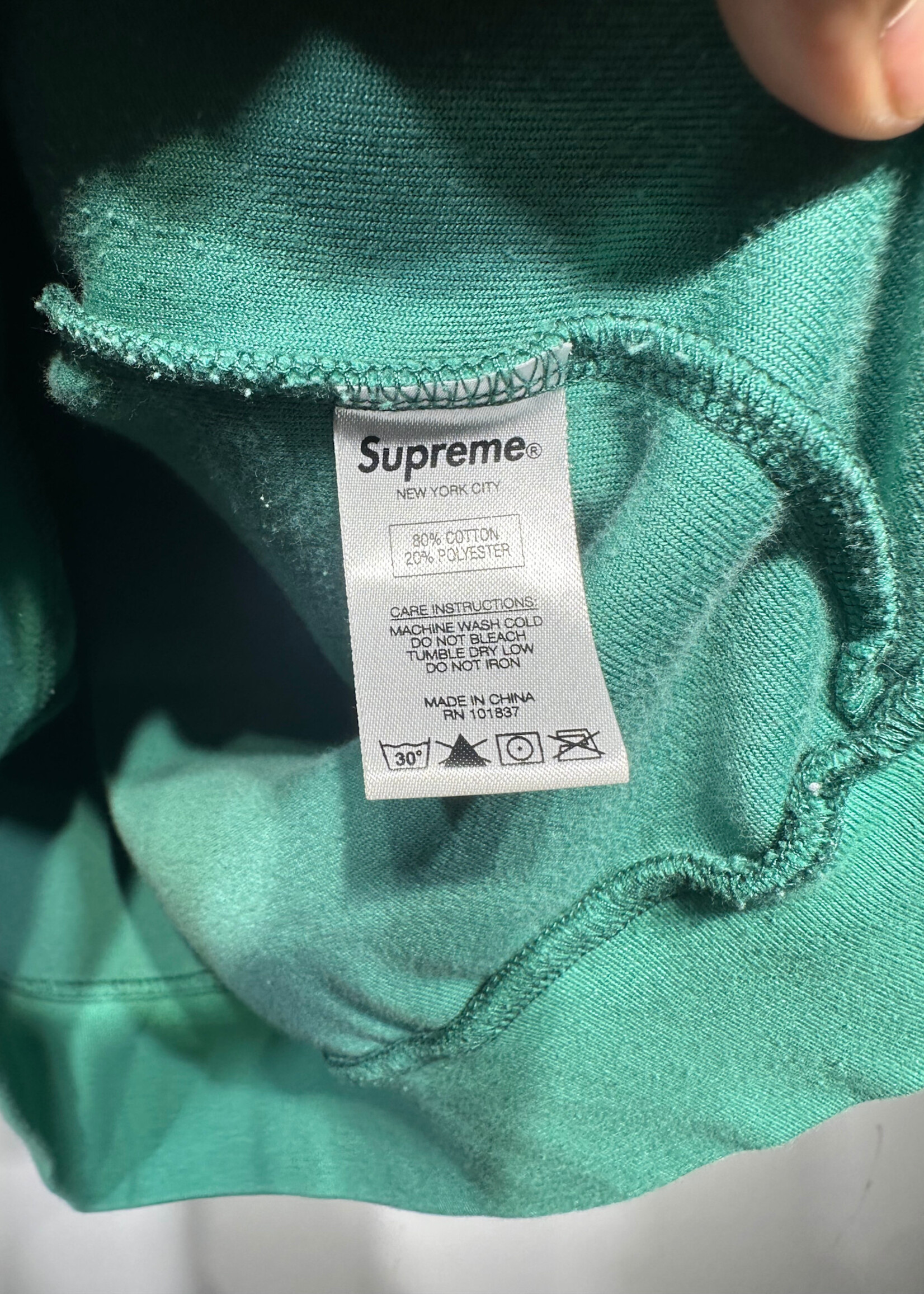 Supreme Green Velour Logo Sweater M