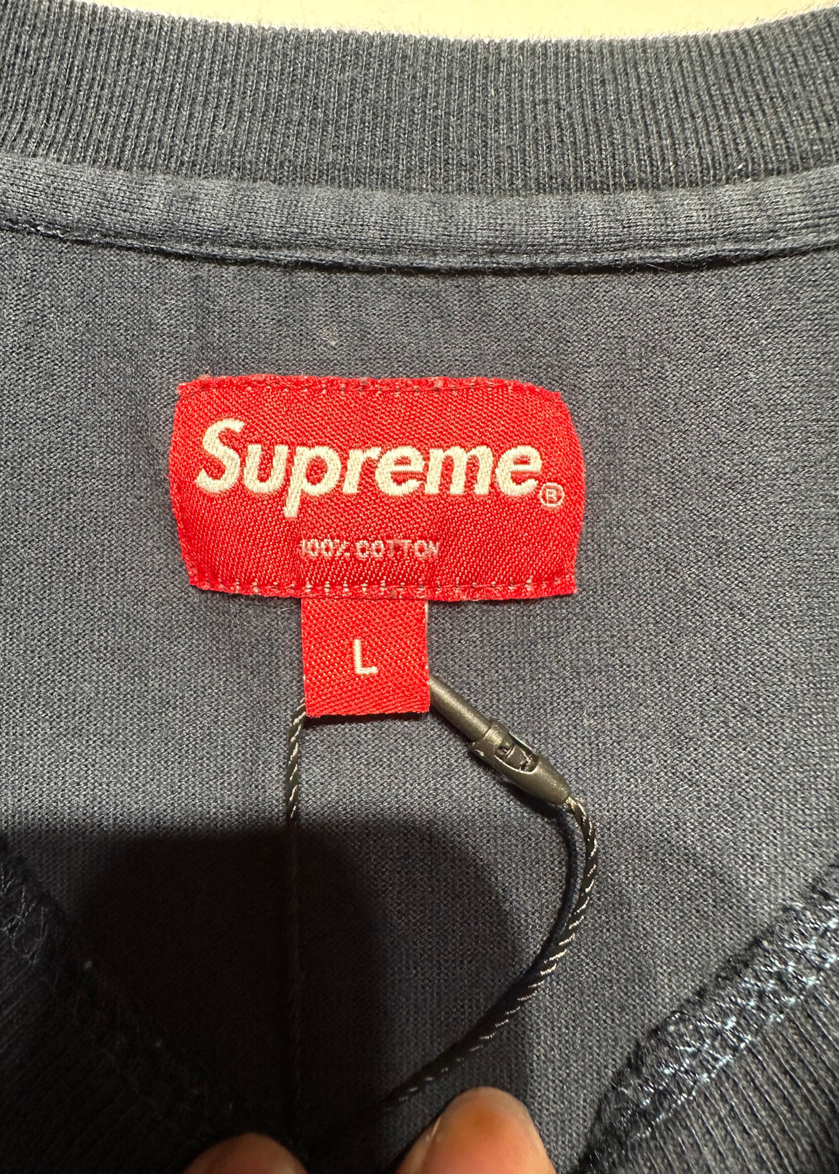 Supreme Navy Blue Sleeve Logo Tee Masc L