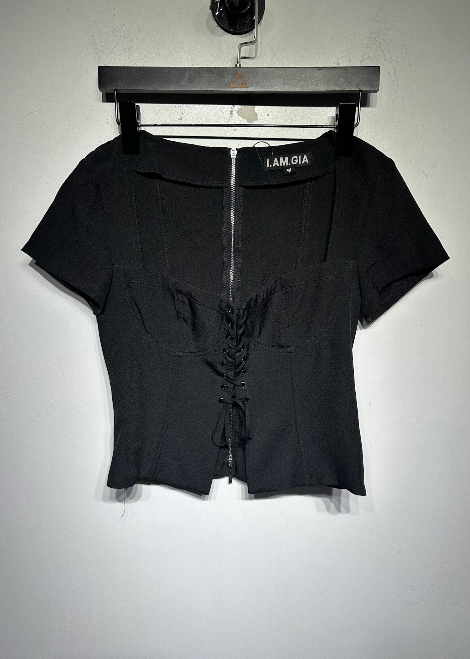 I AM GIA Black Lace Up Corset M
