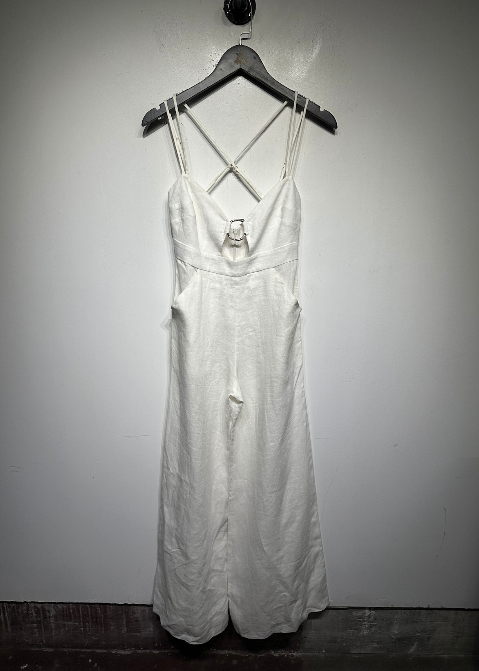 Rumer White Sleeveless Linen Jumpsuit Fem XS
