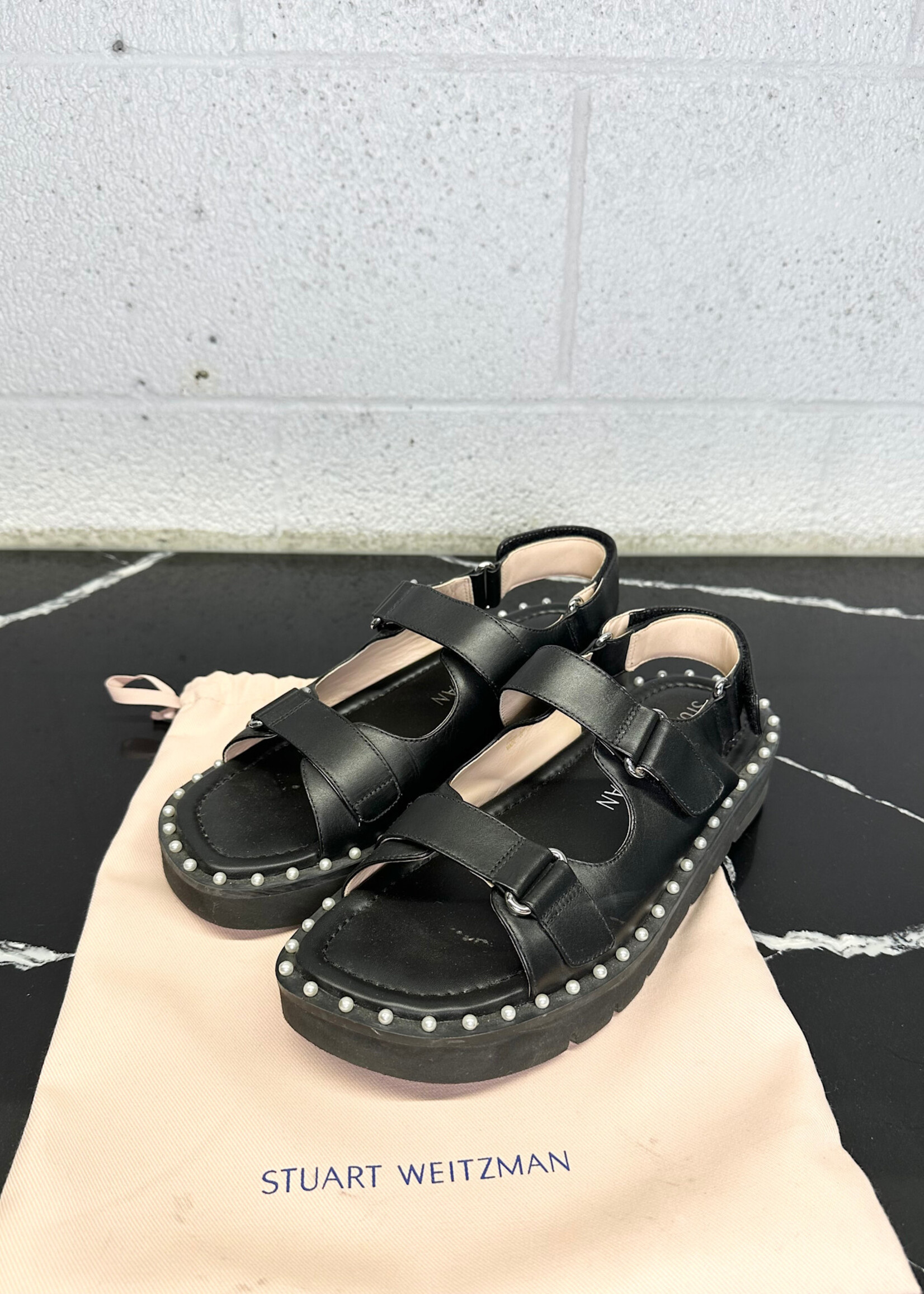 Stuart Weitzman Pearl Studded Sandal 9.5