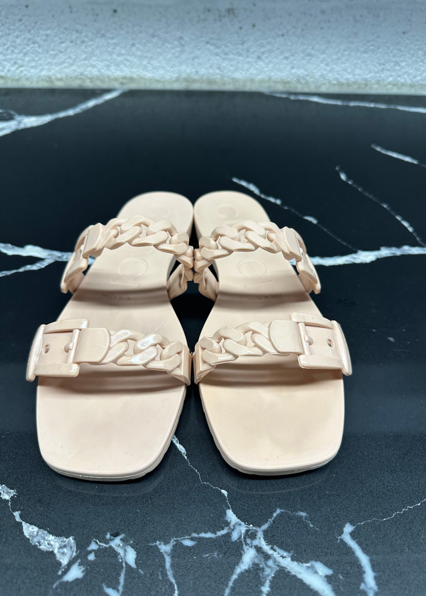 Gucci Salmon Rubber Chain Sandal 38/7.5