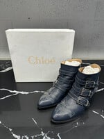 Chloe Suede Animal Print Western Boots 39/8.5