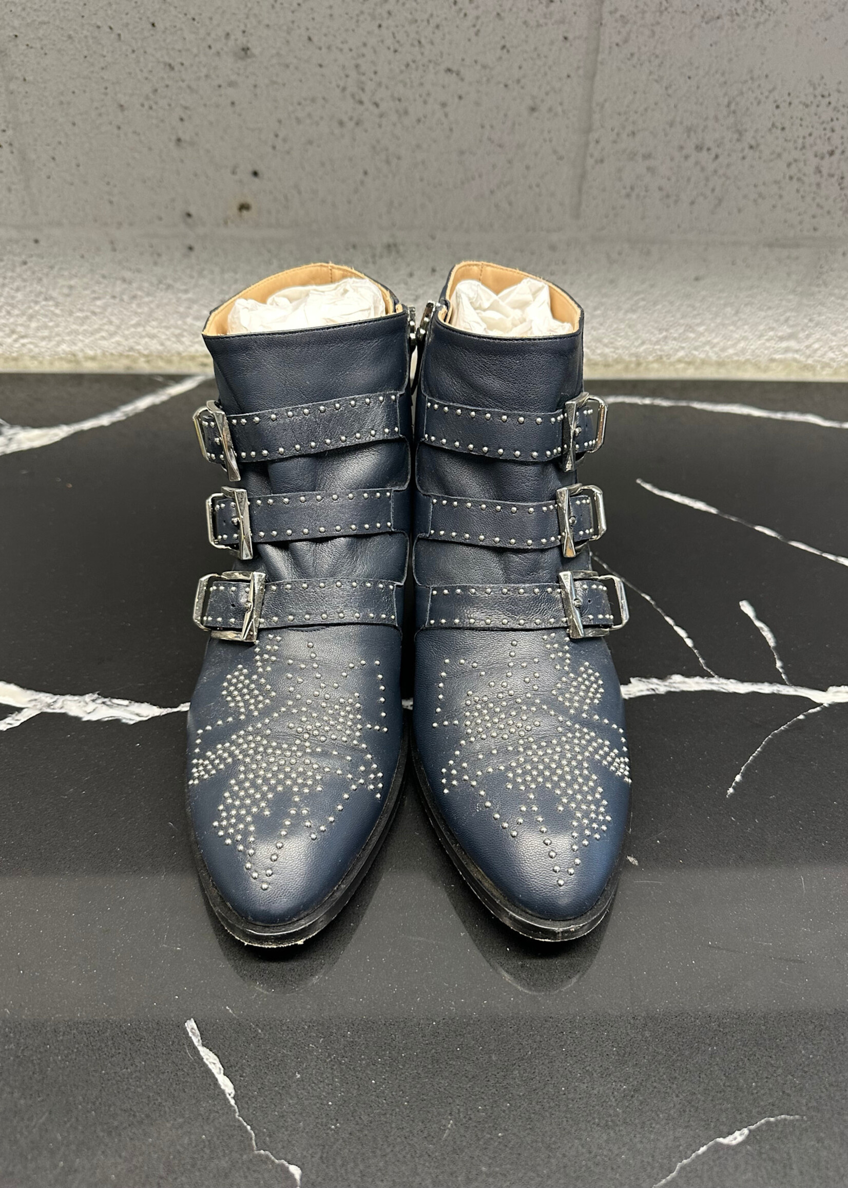 Chloe Suede Animal Print Western Boots 39/8.5