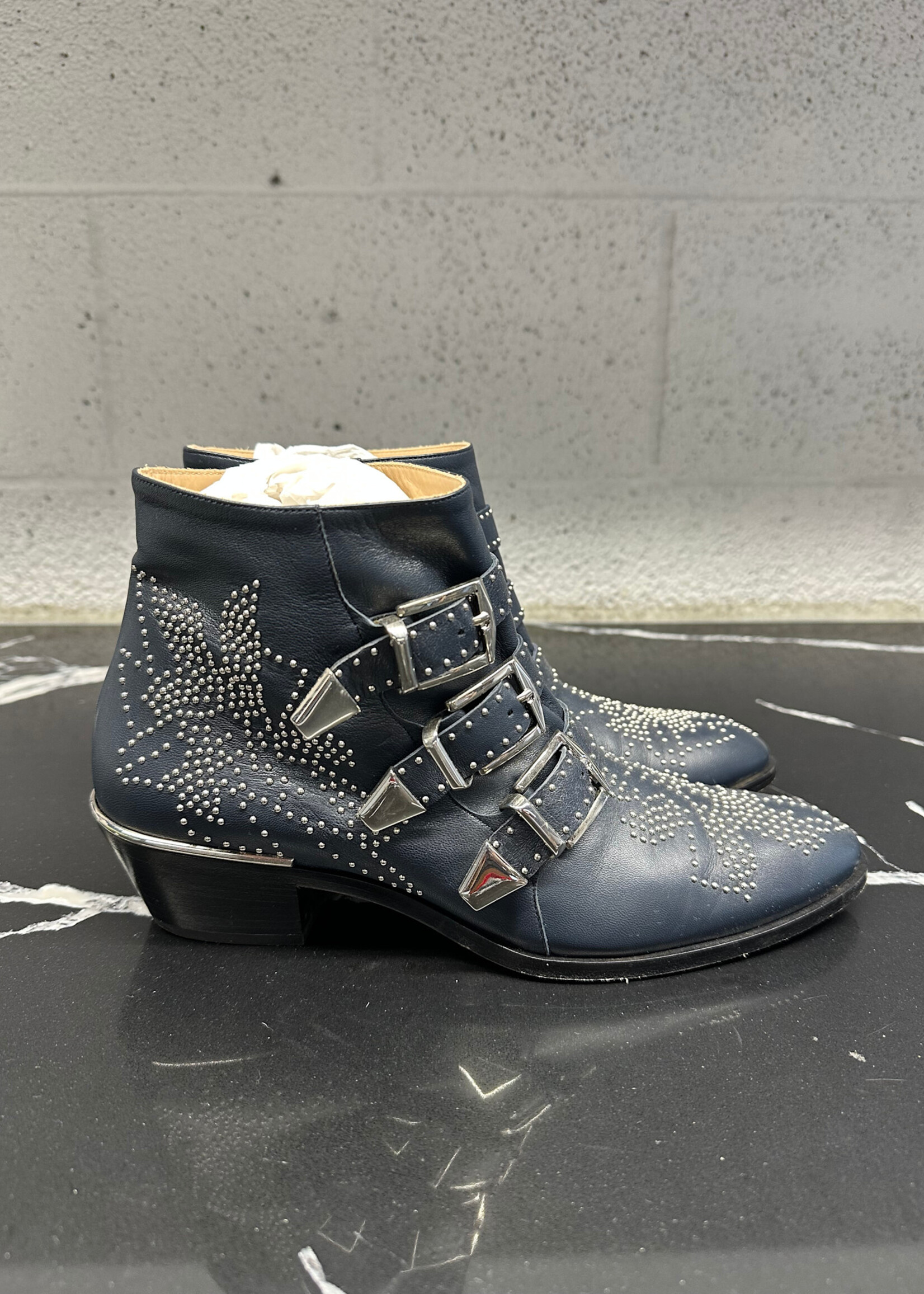 Chloe Suede Animal Print Western Boots 39/8.5