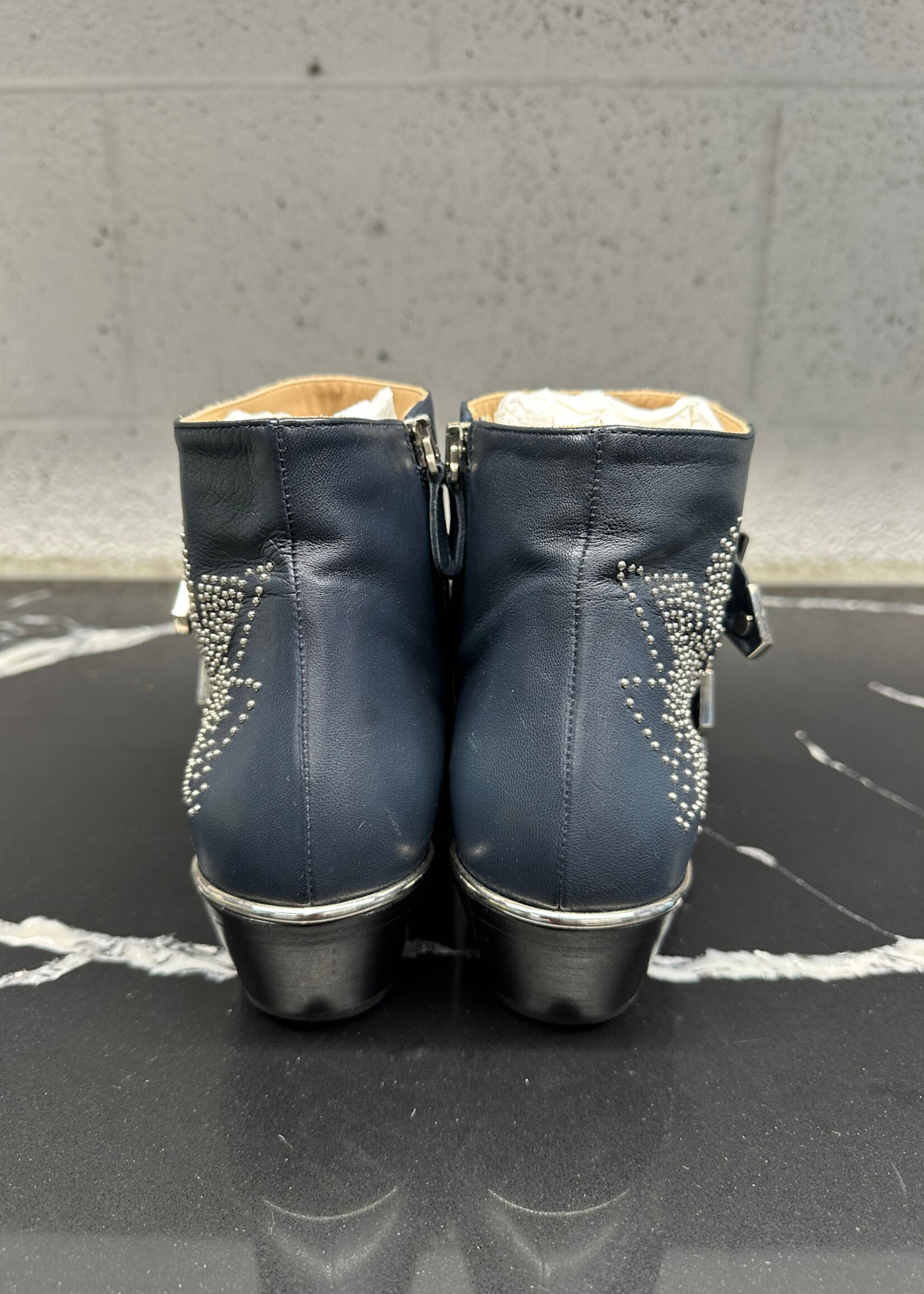 Chloe Suede Animal Print Western Boots 39/8.5
