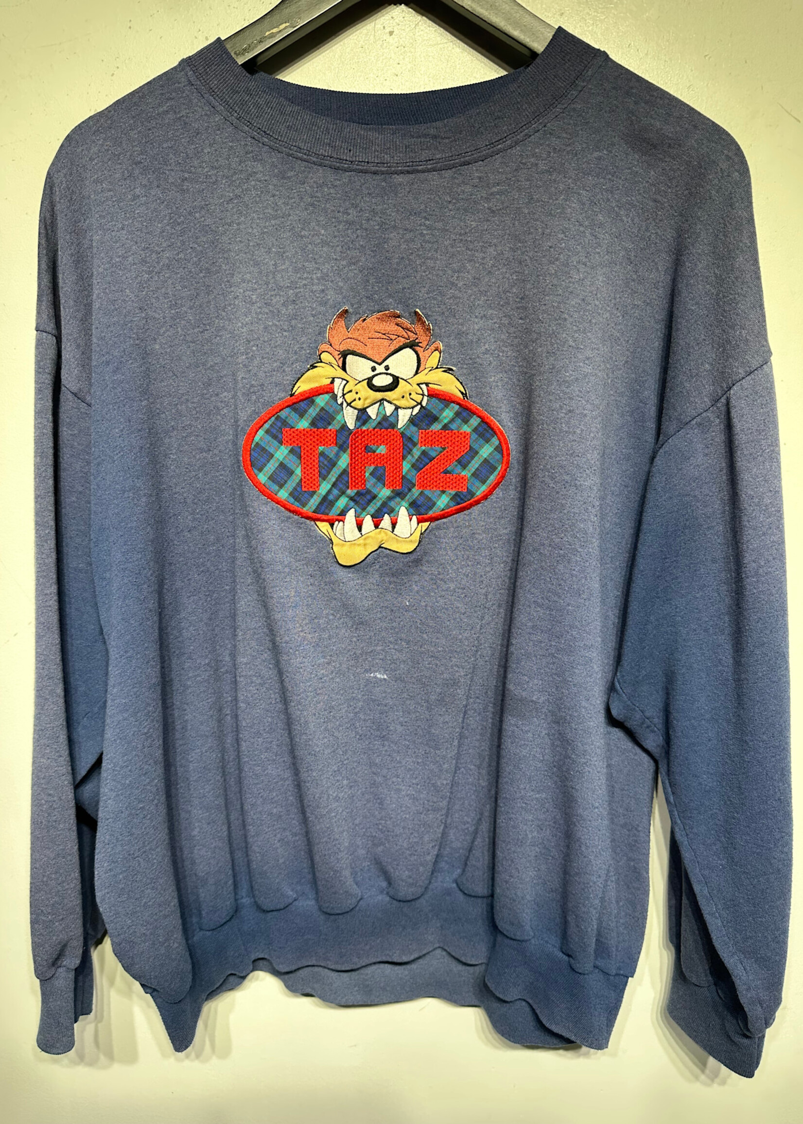Taz Vintage Sun Faded Blue Sweater L AS IS