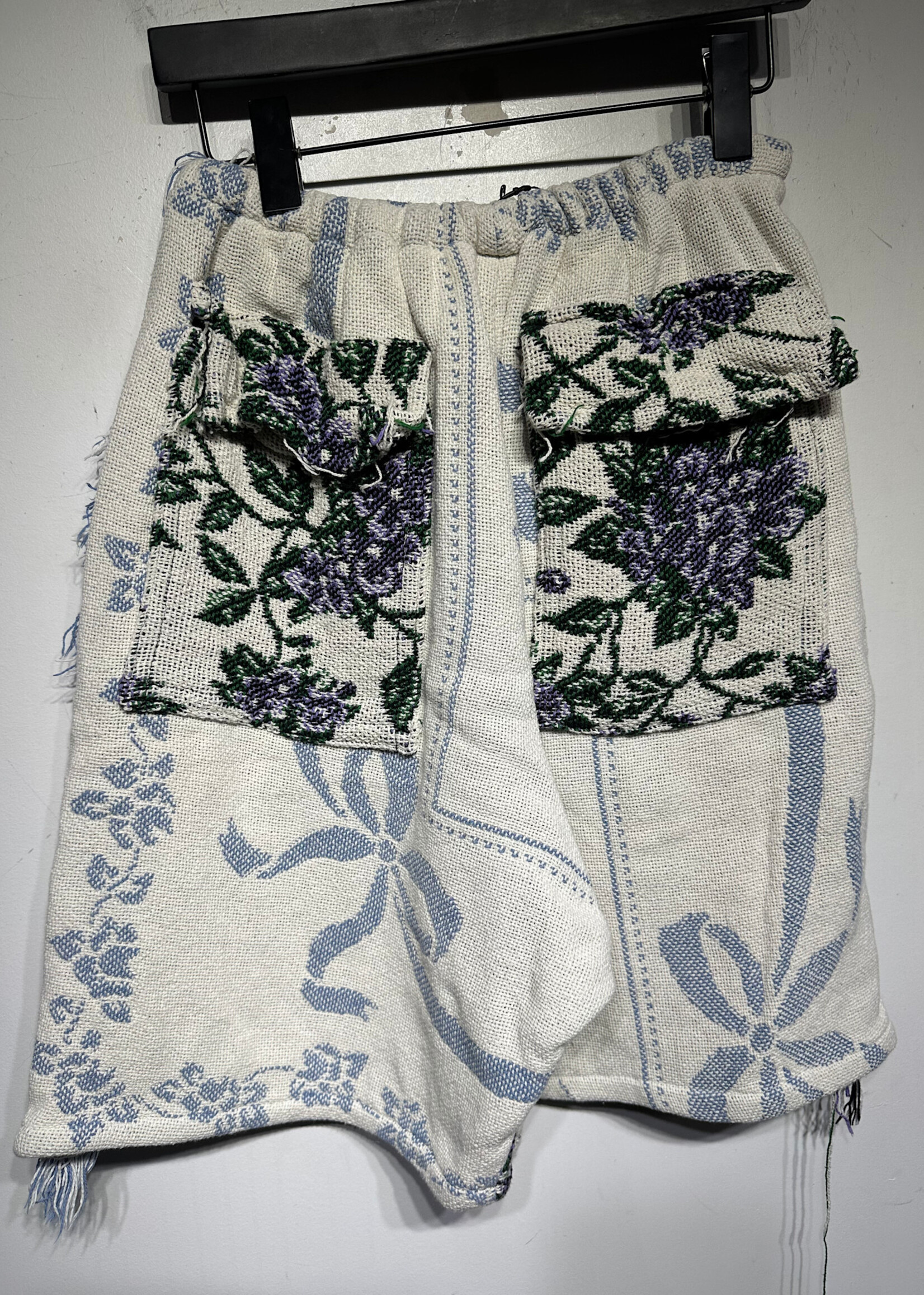 Purple White Floral Tapestry Shorts 24-28