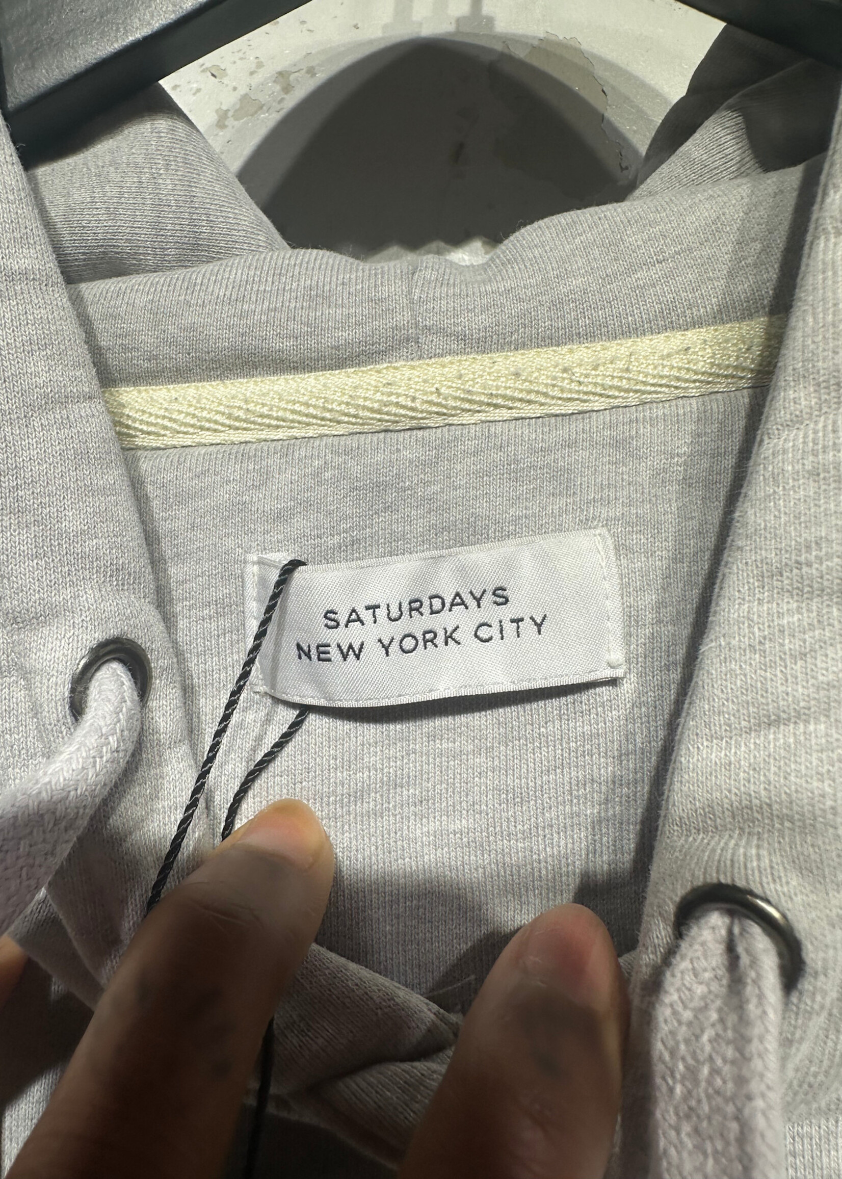 Saturdays NYC Grey Green Logo Sweater L