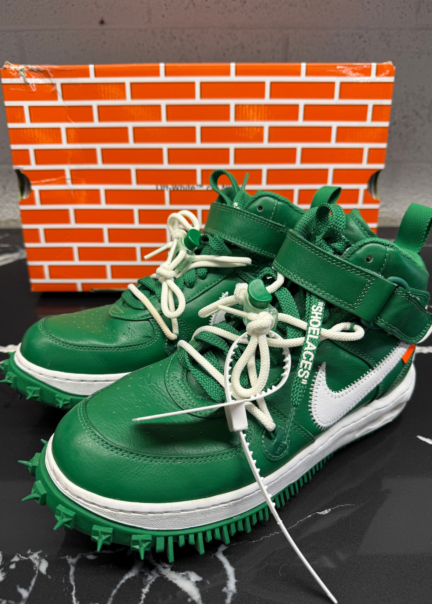 Nike Off White Air Force One Mid Pine Green Sneakers 8