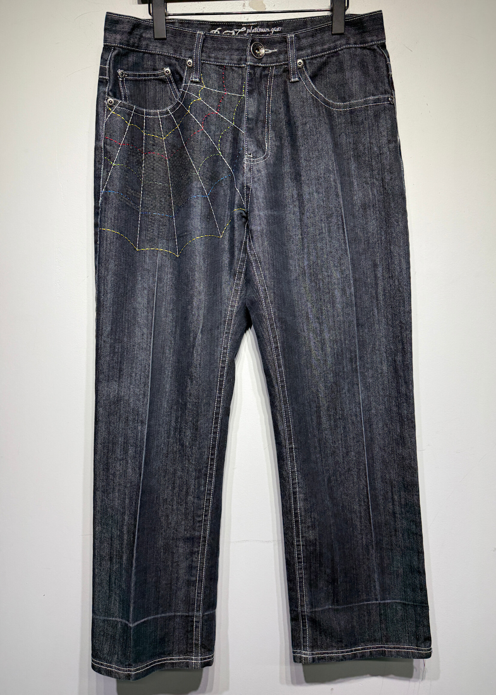 P Gear Multicolor Embroidered Spiderweb Jeans 34