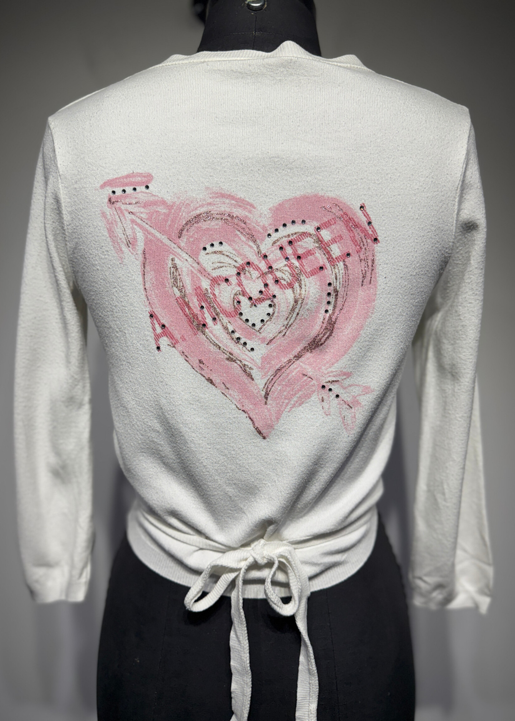 Alexander Mcqueen White Heart Rhinestone Wrap Top S