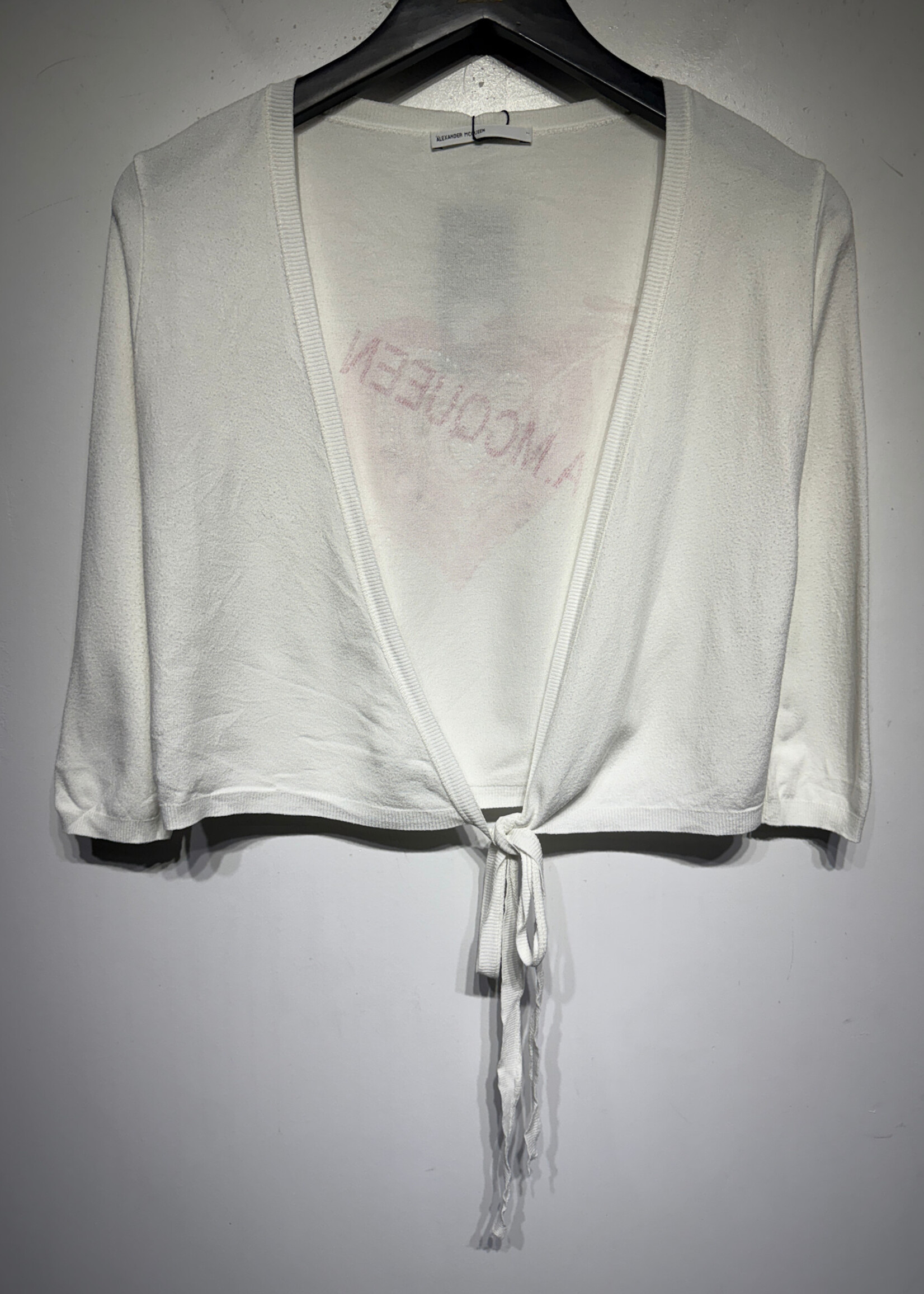 Alexander Mcqueen White Heart Rhinestone Wrap Top S