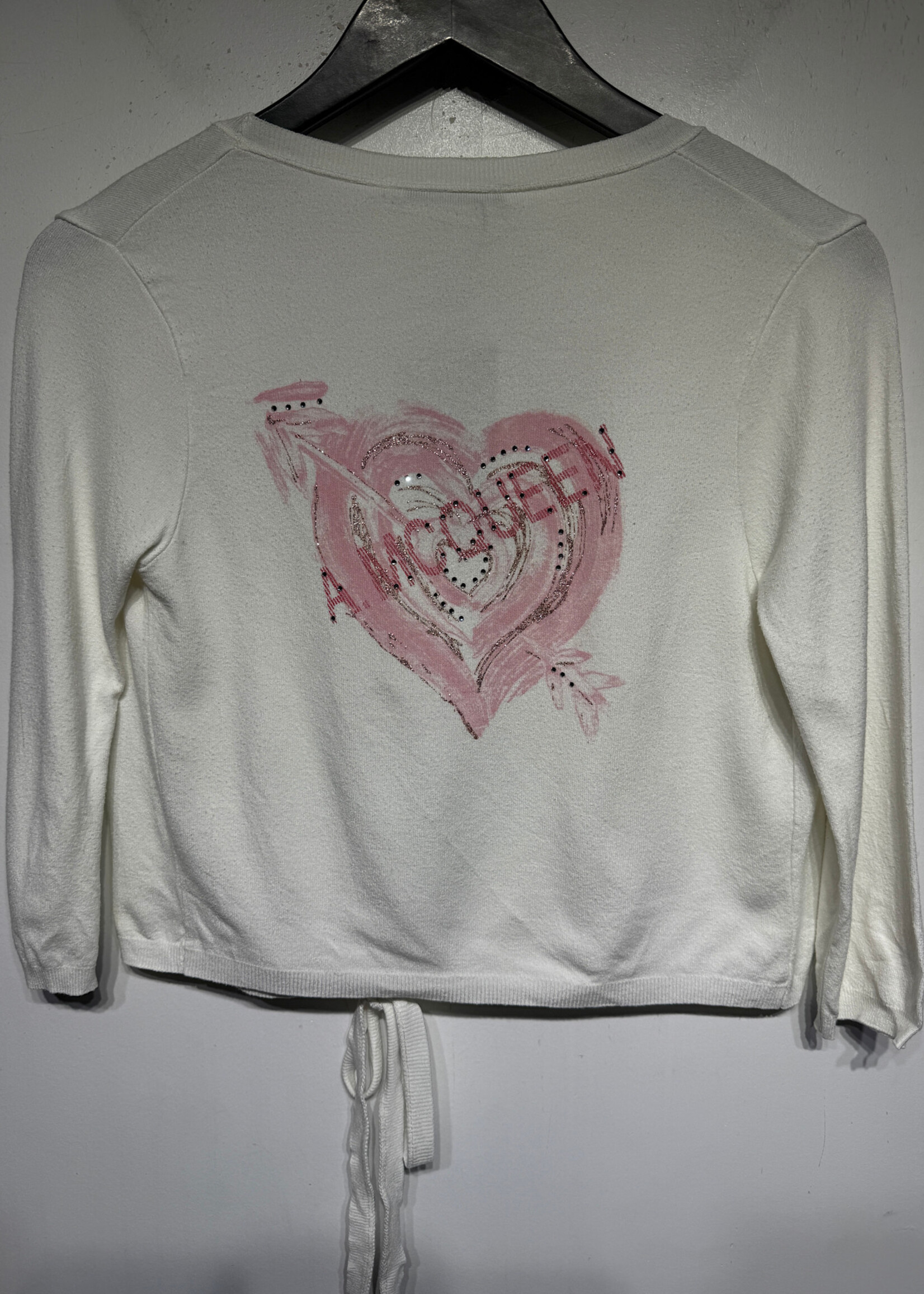 Alexander Mcqueen White Heart Rhinestone Wrap Top S