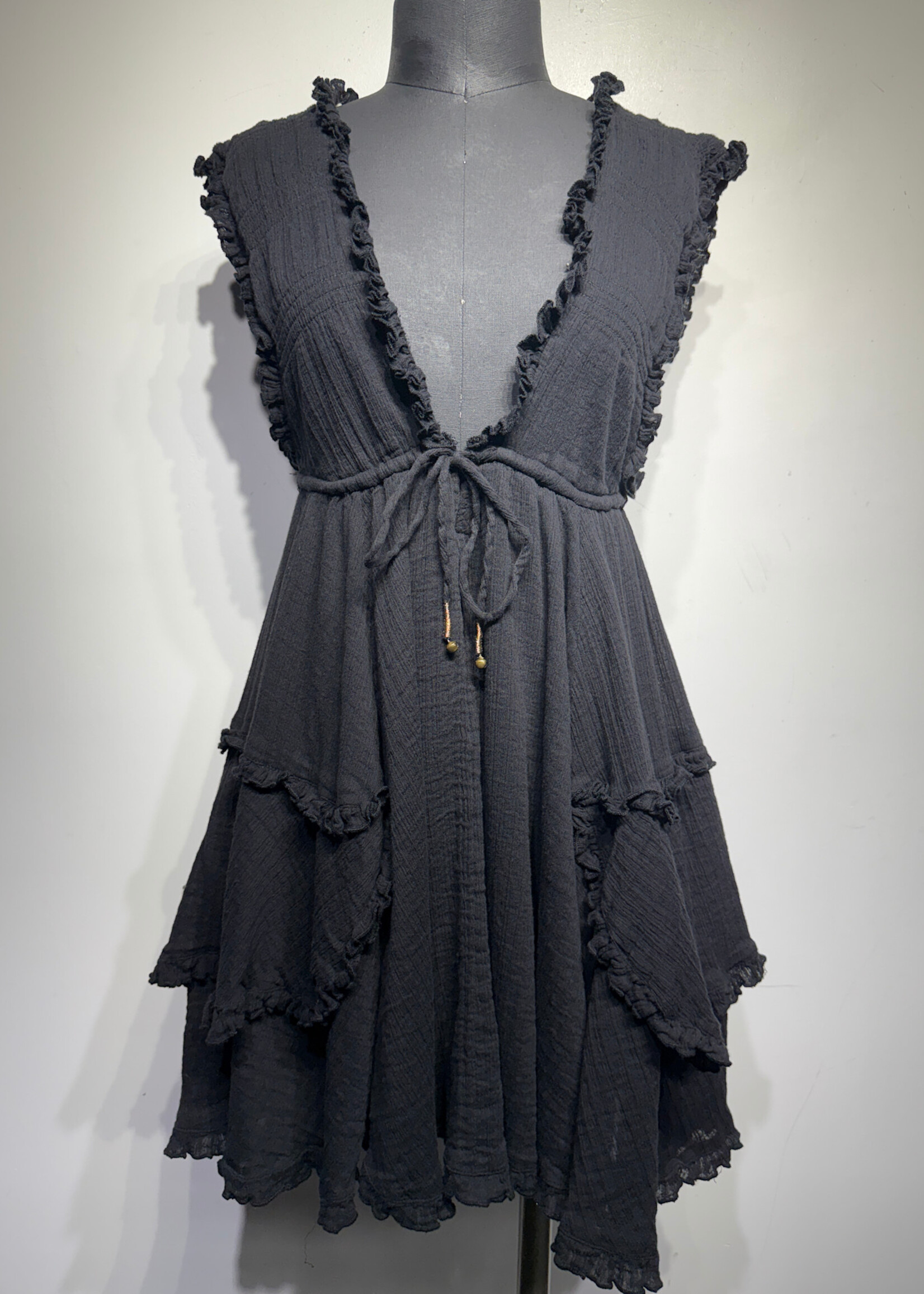 Free People Black Flowy Tank Dress Fem XS