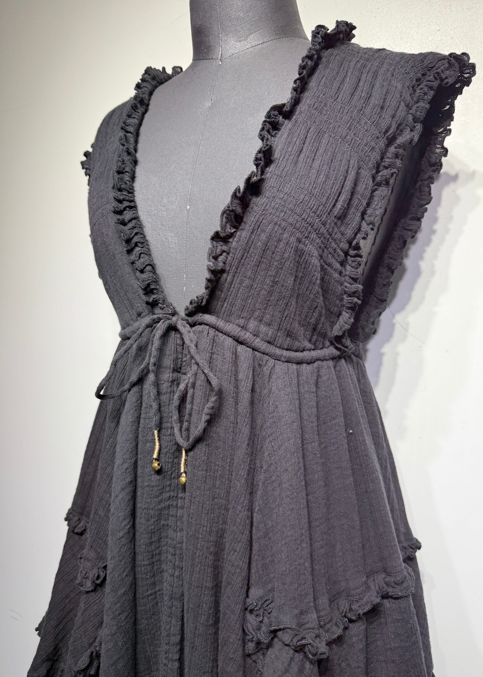 Free People Black Flowy Tank Dress Fem XS