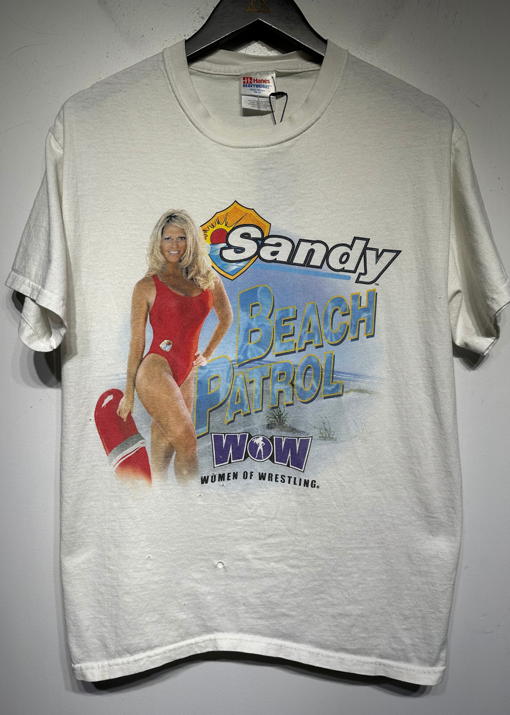 Sandy Beach Patrol White Vintage Tee L