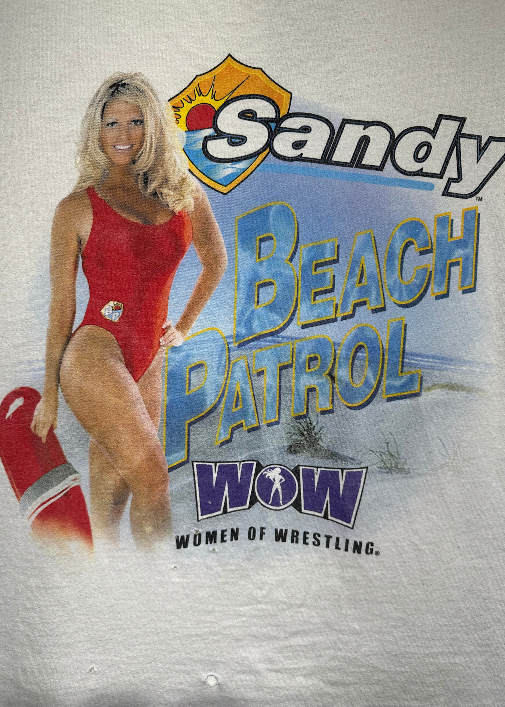 Sandy Beach Patrol White Vintage Tee L