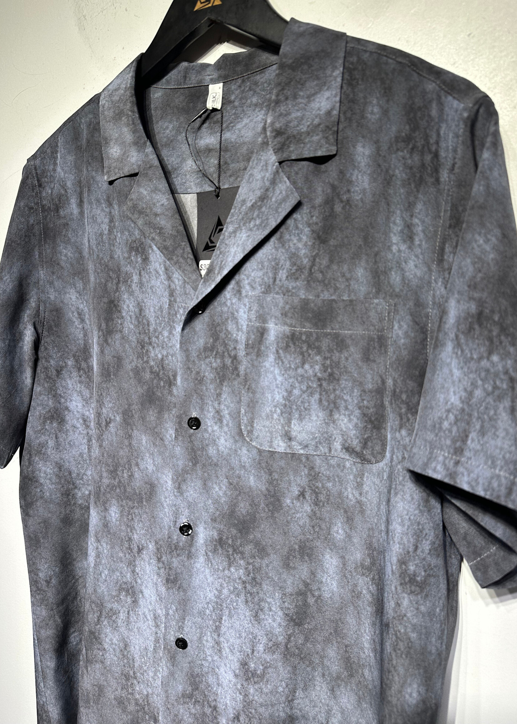 Lily Silk Blue Black Printed SS Silk BU M