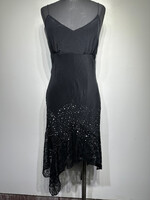 Majick Black Silk Lace Sequin Tank Dress S