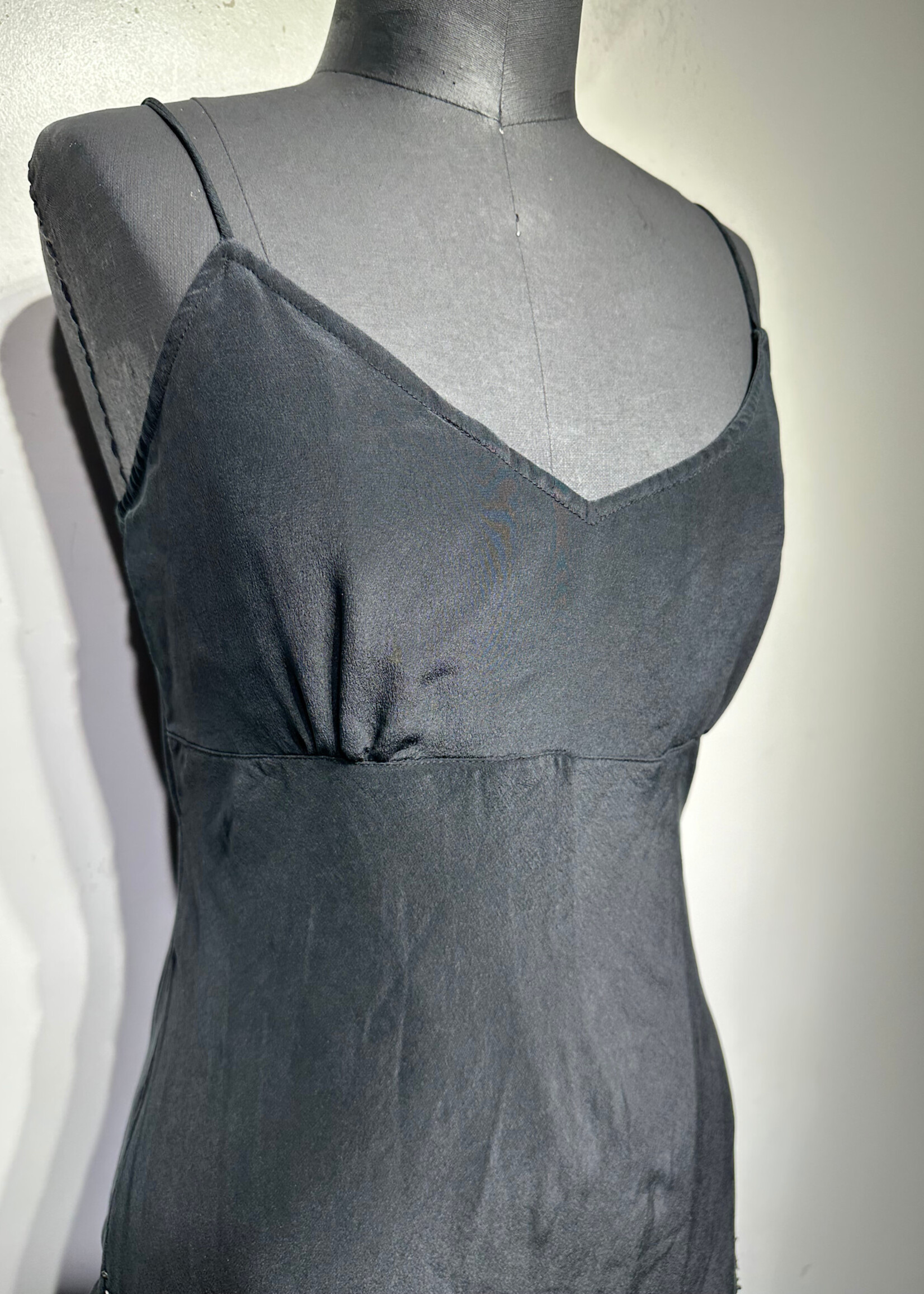 Majick Black Silk Lace Sequin Tank Dress S