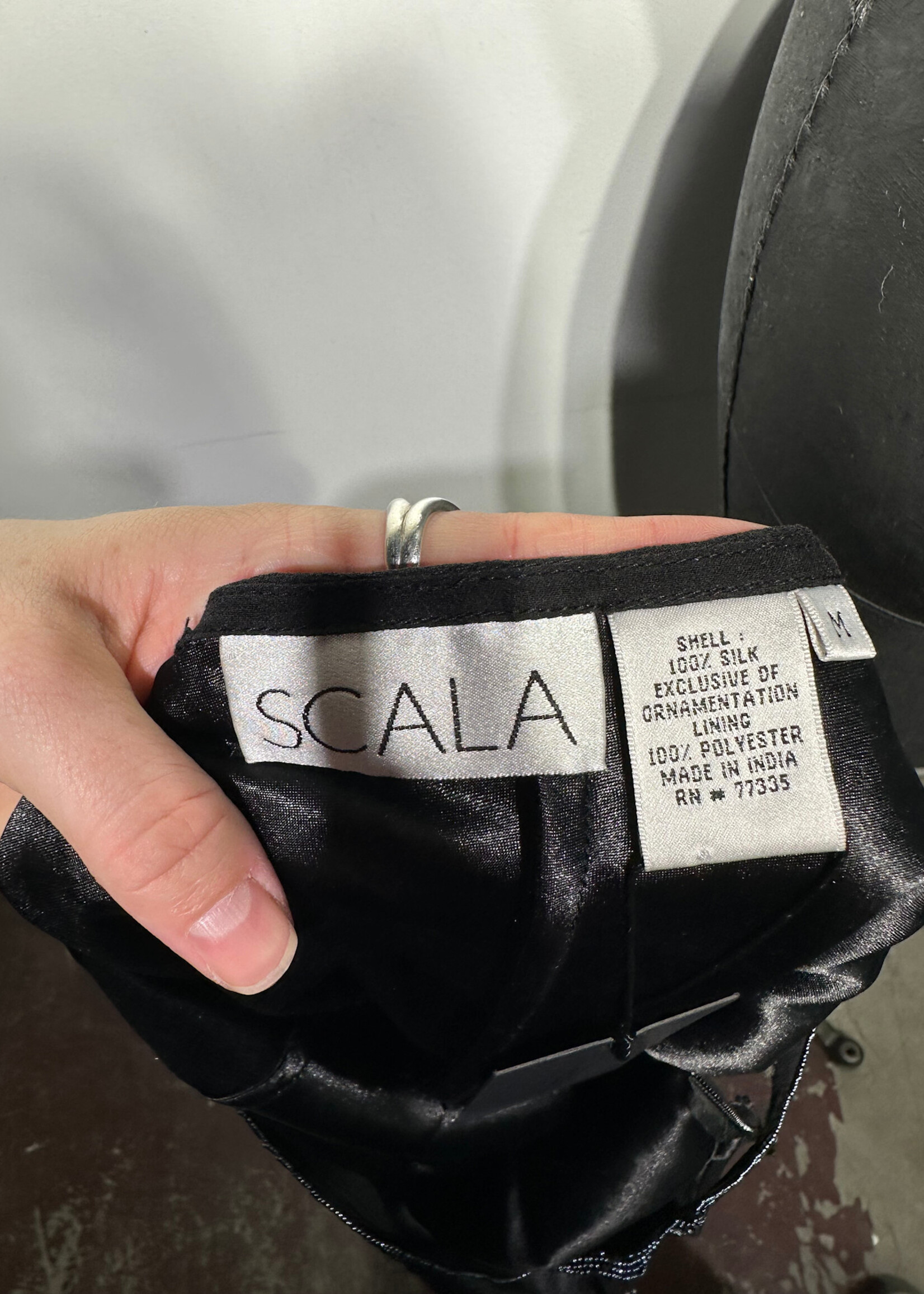 Scala Black Silk Embellished One Strap Tank S