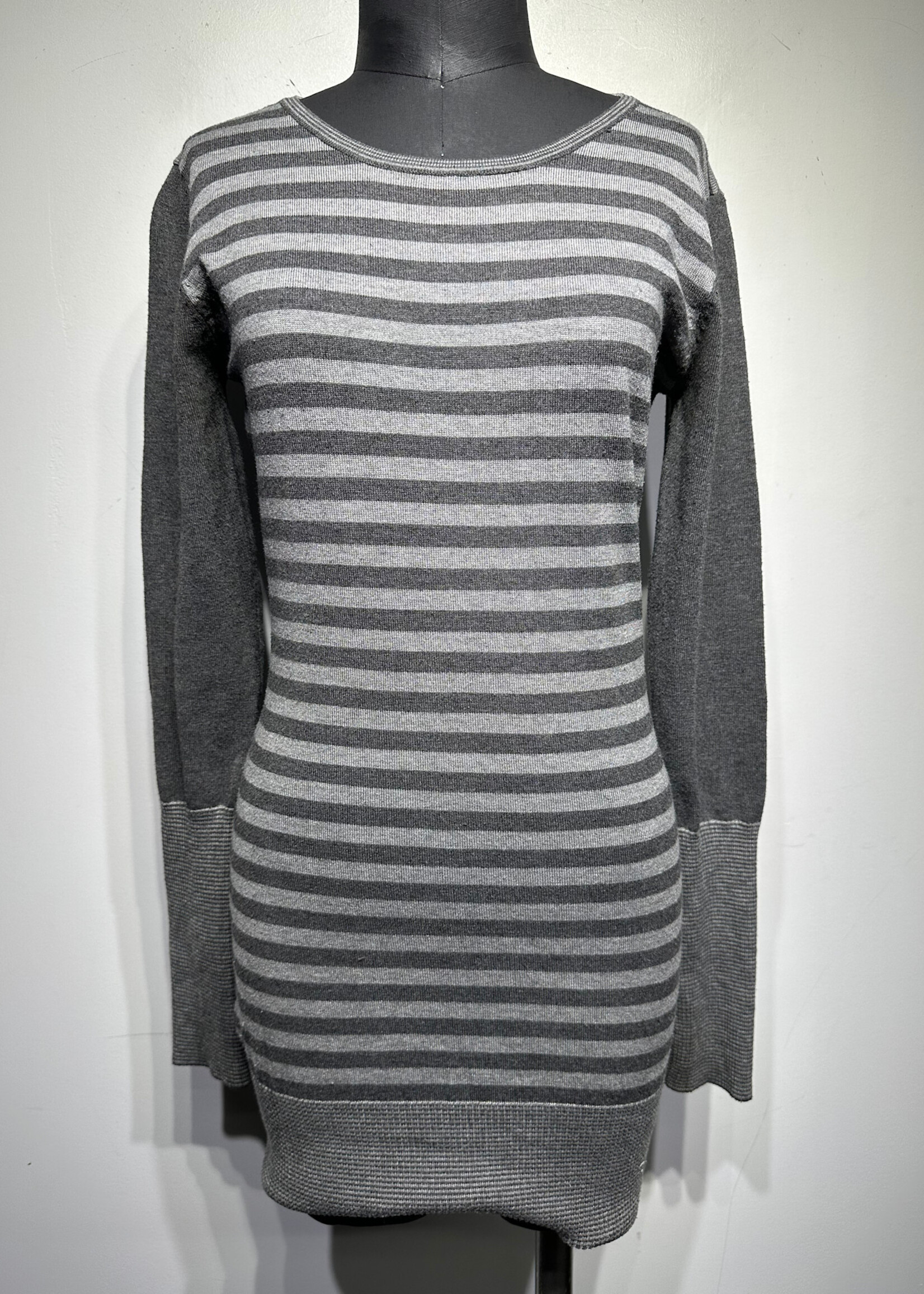 Dolce And Gabbana Grey Striped Sweater Dress S