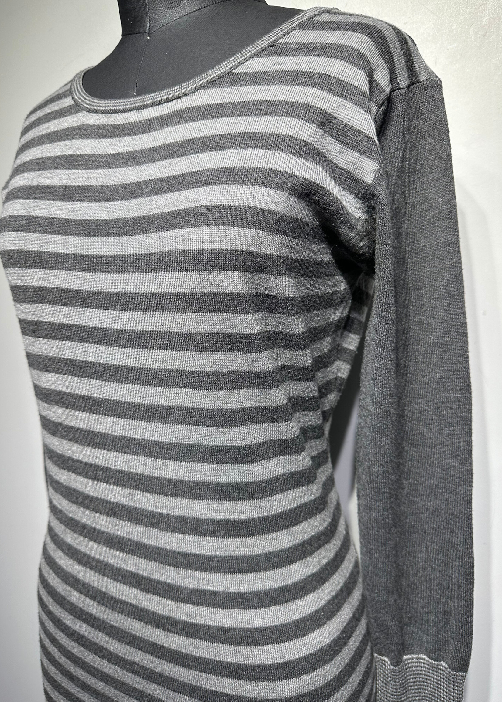 Dolce And Gabbana Grey Striped Sweater Dress S