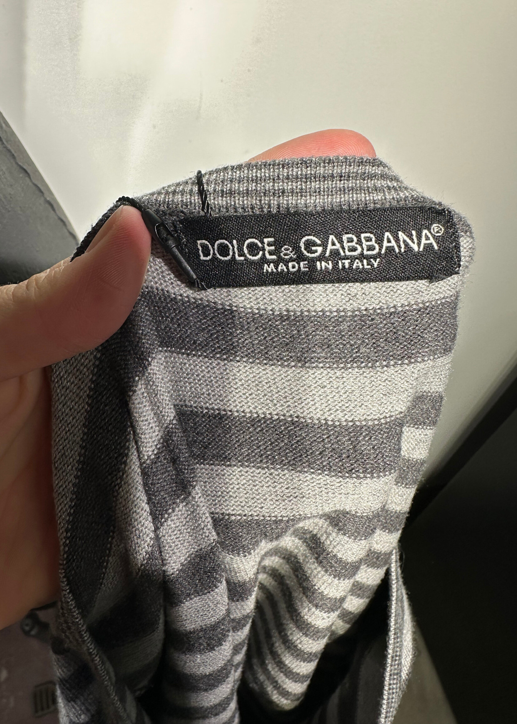Dolce And Gabbana Grey Striped Sweater Dress S