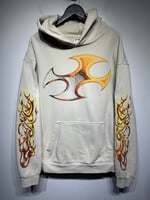 Basketcase Flame Sleeve Beige Hoodie As Is XL