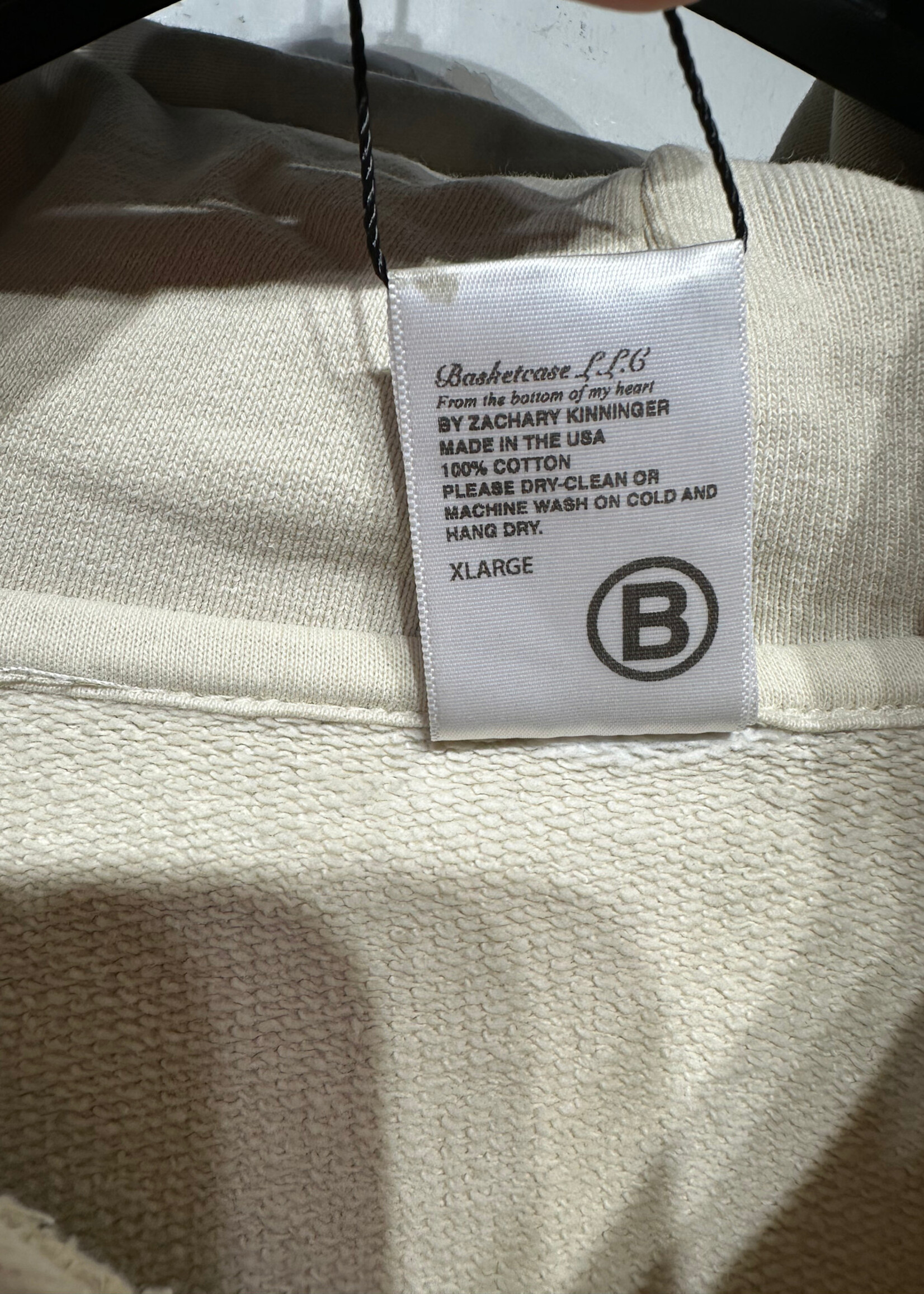 Basketcase Flame Sleeve Beige Hoodie As Is XL