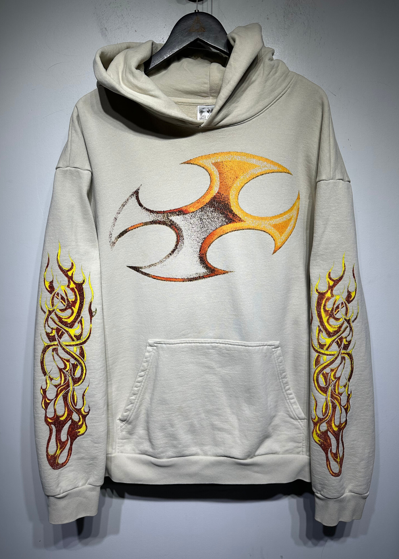 Basketcase Flame Sleeve Beige Hoodie As Is XL