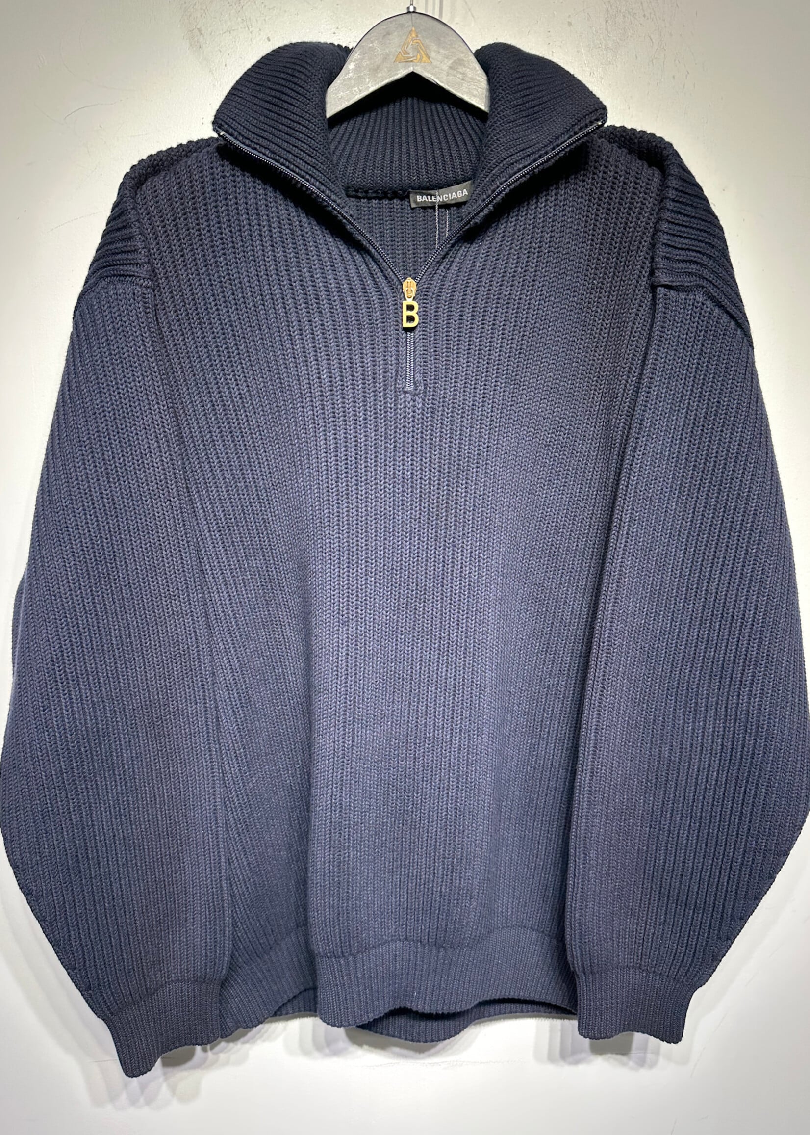 Balenciaga Navy Oversized 1/4 Zip Sweatshirt Masc S