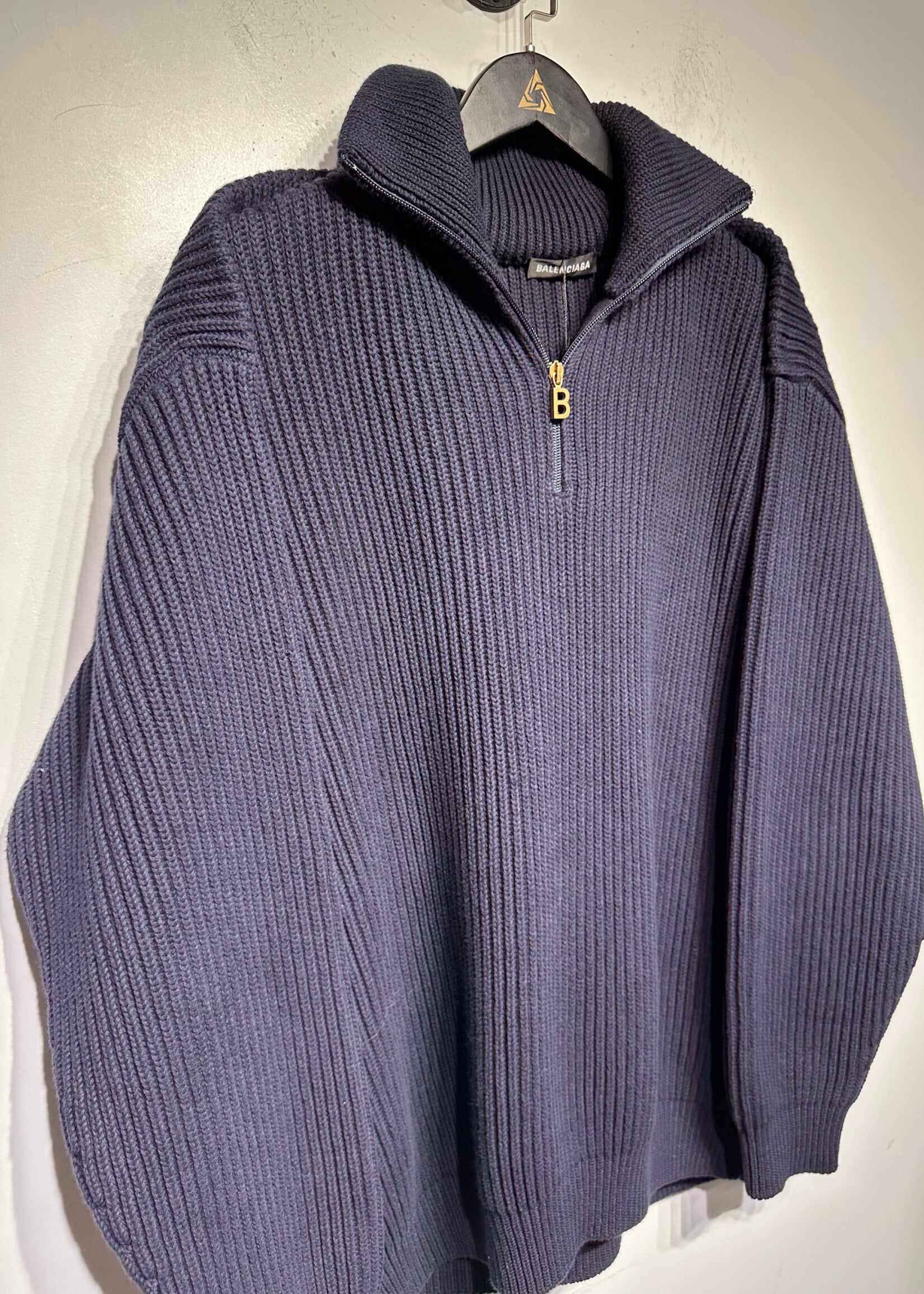 Balenciaga Navy Oversized 1/4 Zip Sweatshirt Masc S