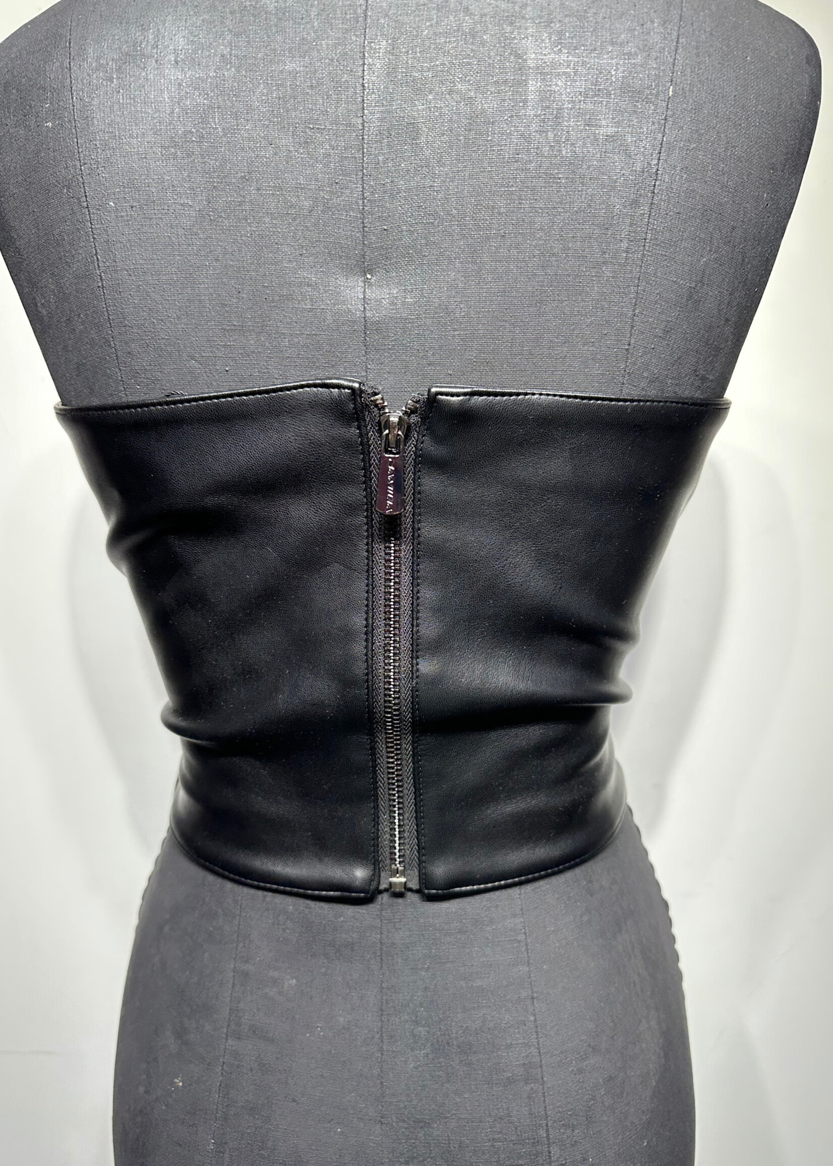 Namilia X Edhardy Black Faux Leather Corset Top L