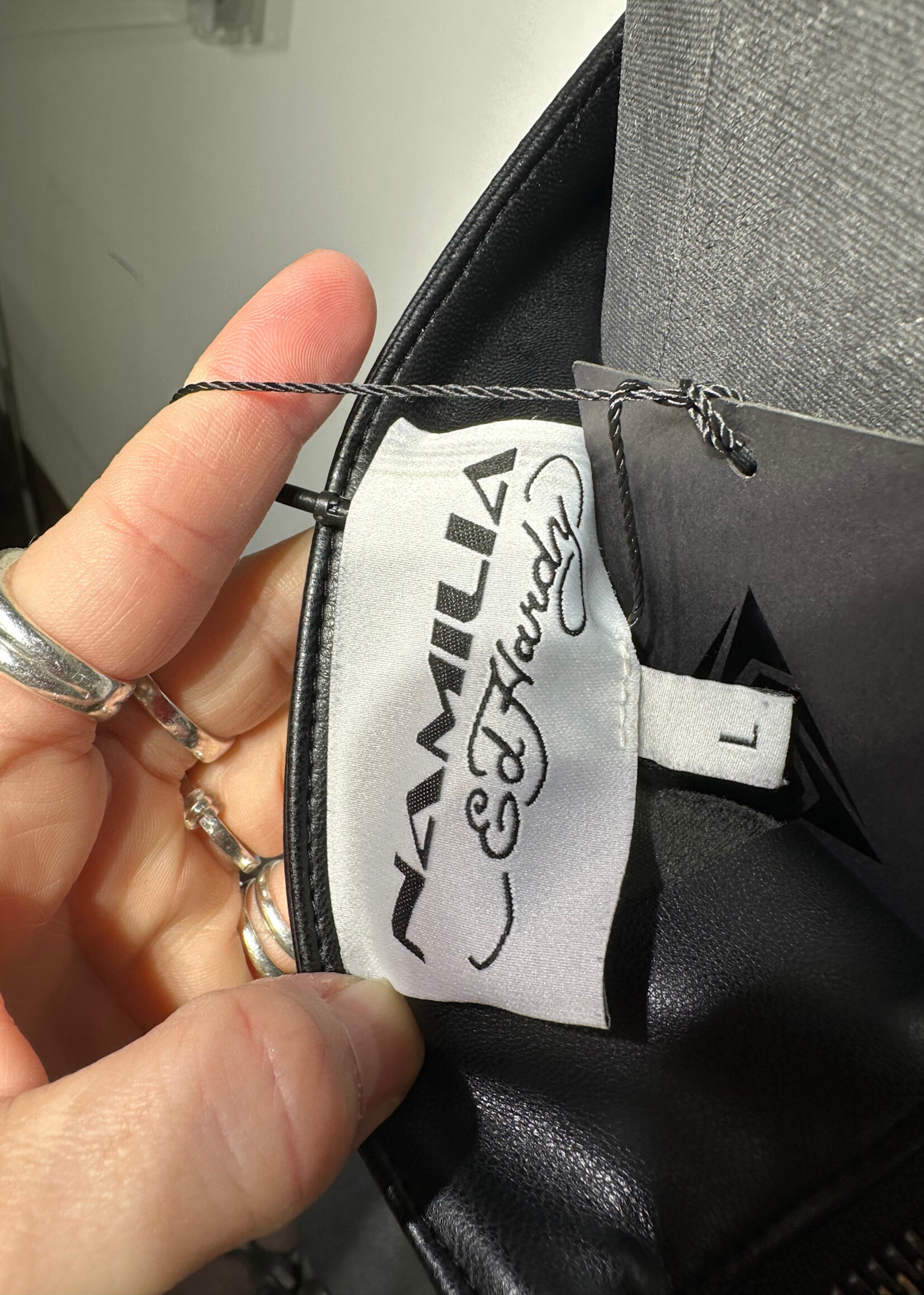 Namilia X Edhardy Black Faux Leather Corset Top L