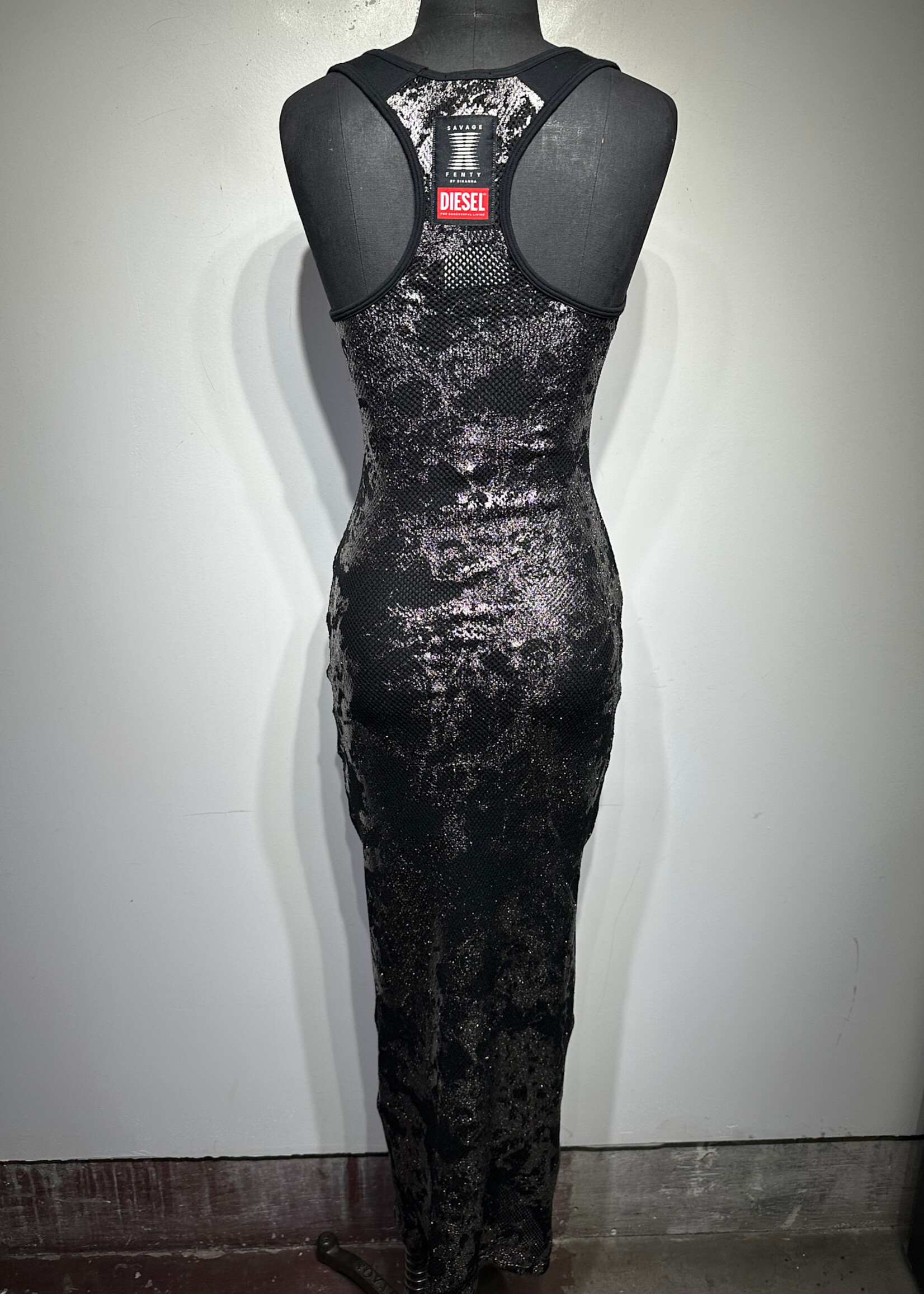 NWT Diesel X Savage Fenty Metallic Maxi Dress S