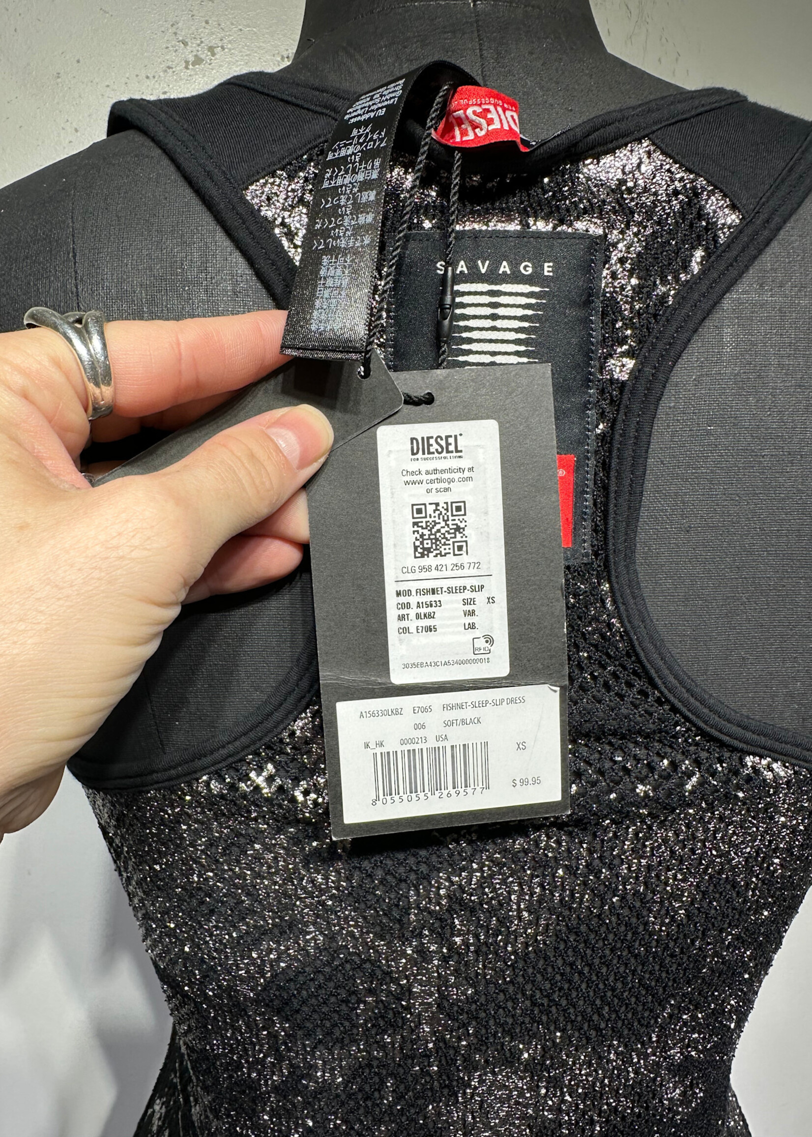 NWT Diesel X Savage Fenty Metallic Maxi Dress S