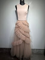 BCBGMaxAzria Beige Maxi Tulle Dress XS