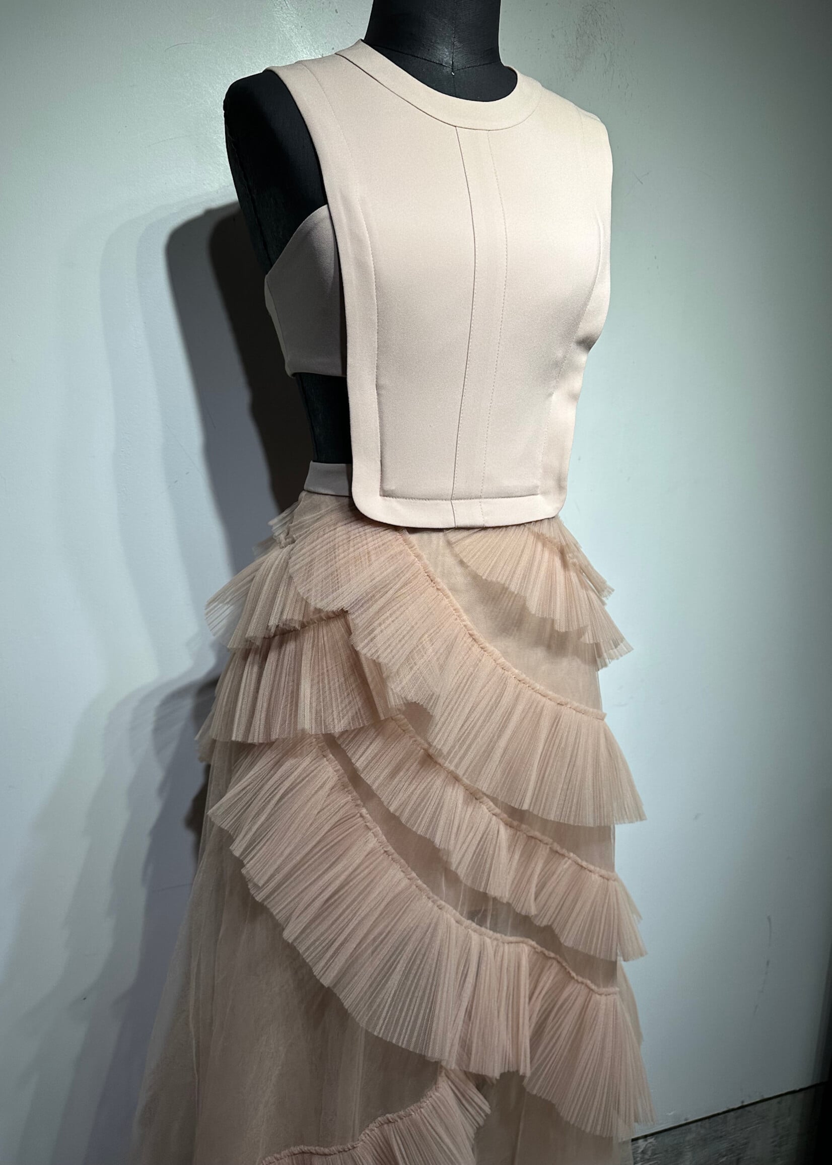 BCBGMaxAzria Beige Maxi Tulle Dress XS