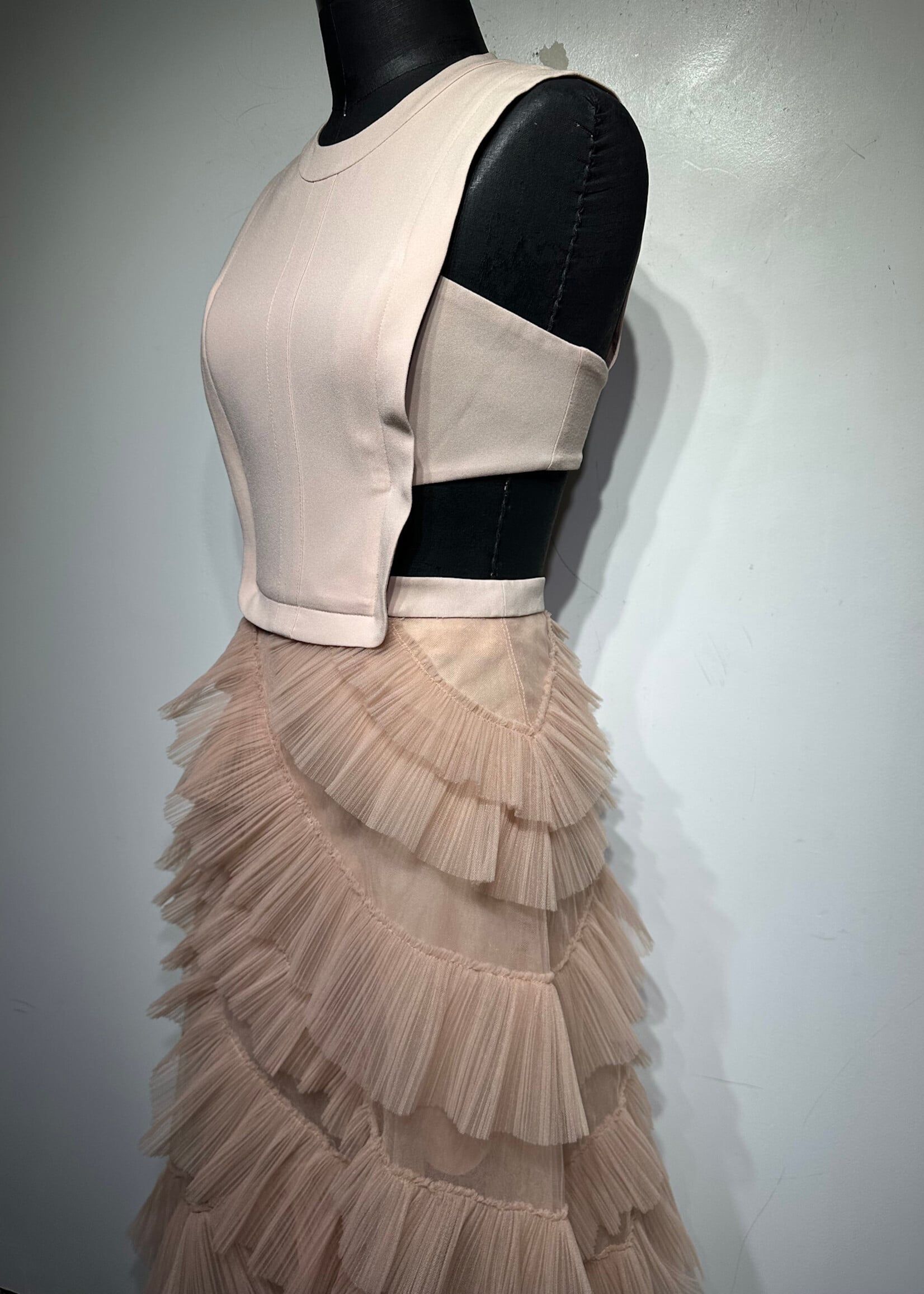 BCBGMaxAzria Beige Maxi Tulle Dress XS